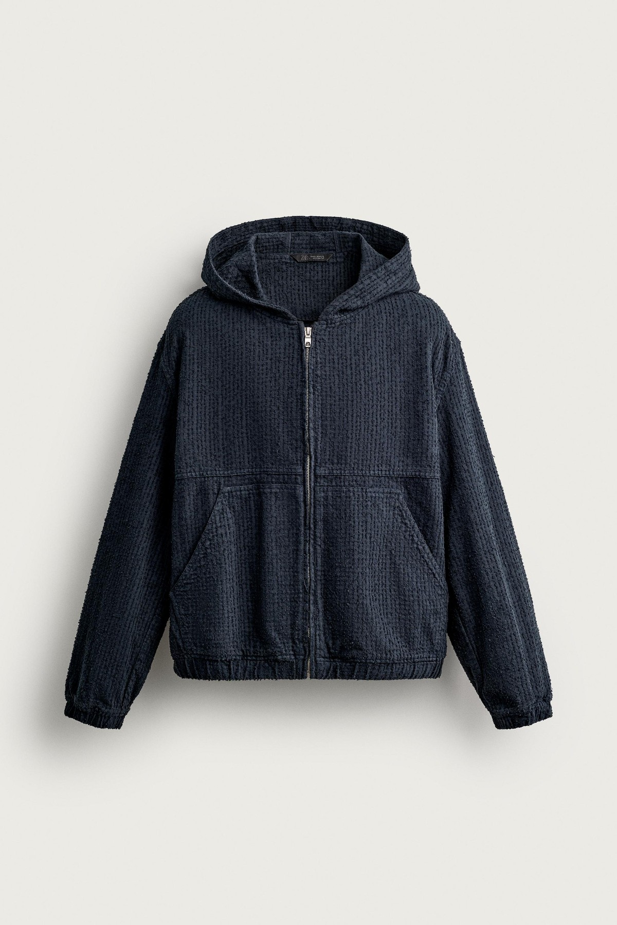 자라 텍스처 코튼 후드 집업 자켓 3918/395/401 NAVY BLUE