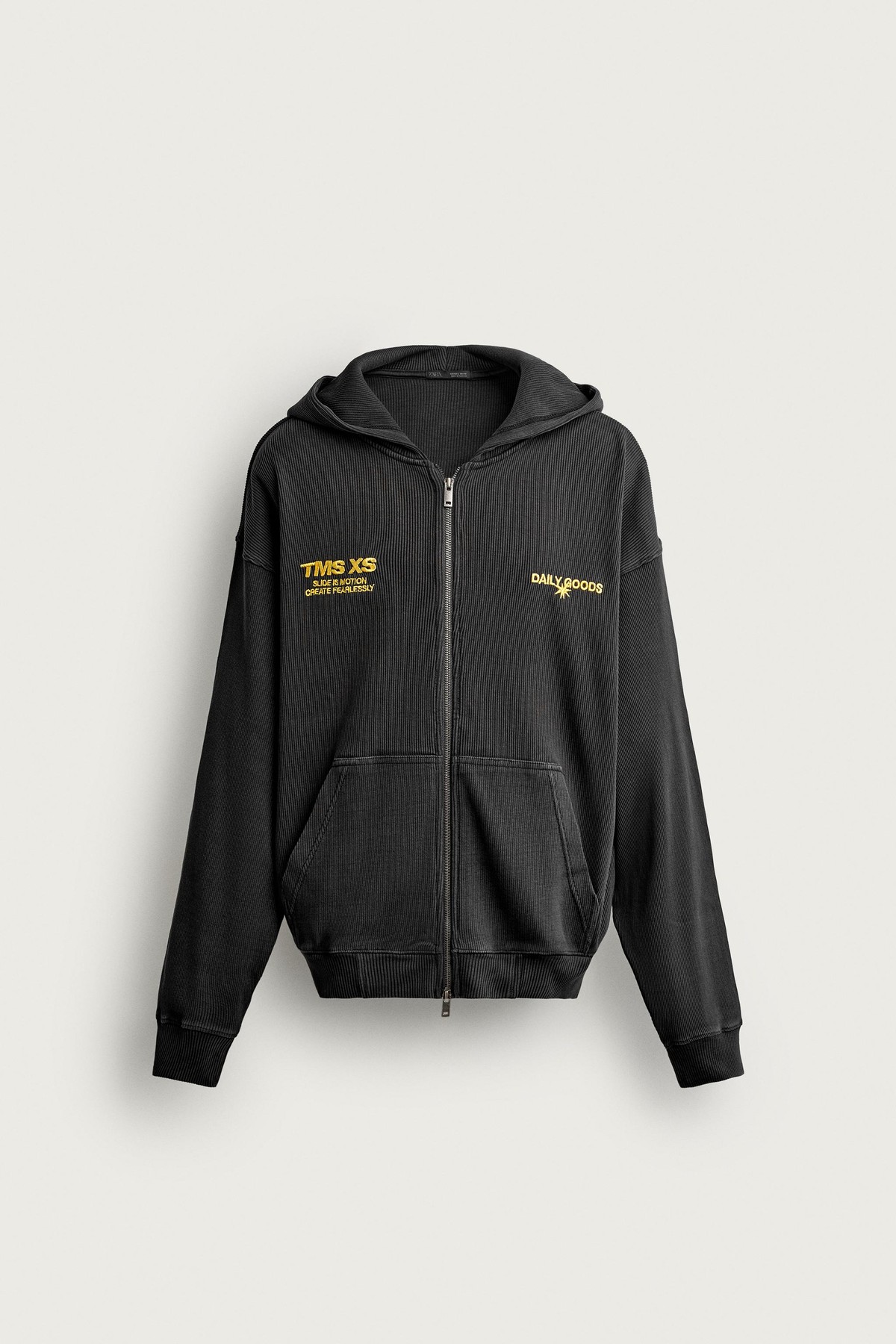 자라 릴렉스핏 립 자수 후드 집업 4729/300/898 DARK ANTHRACITE