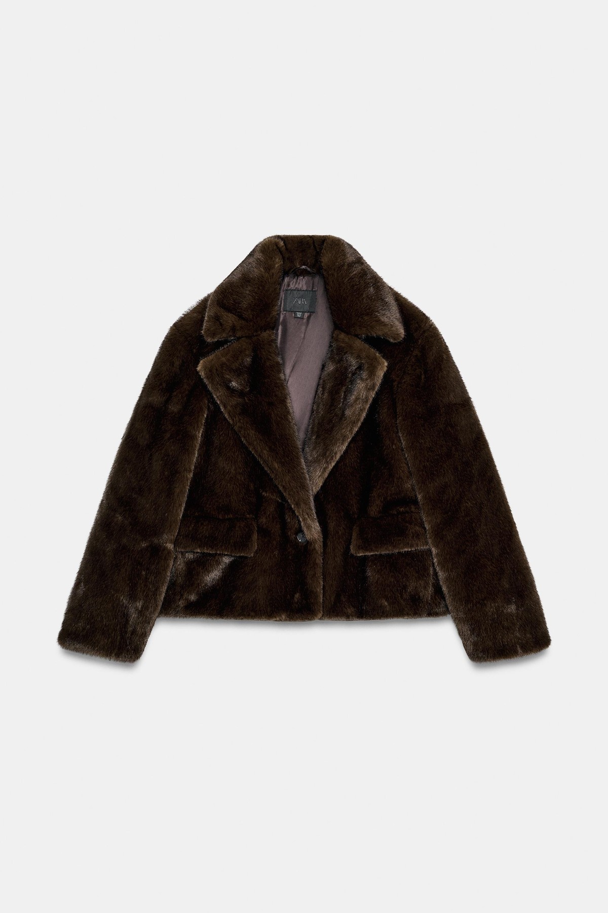 자라 크롭 플랩 포켓 퍼 자켓 4341/746/709 DARK TAN