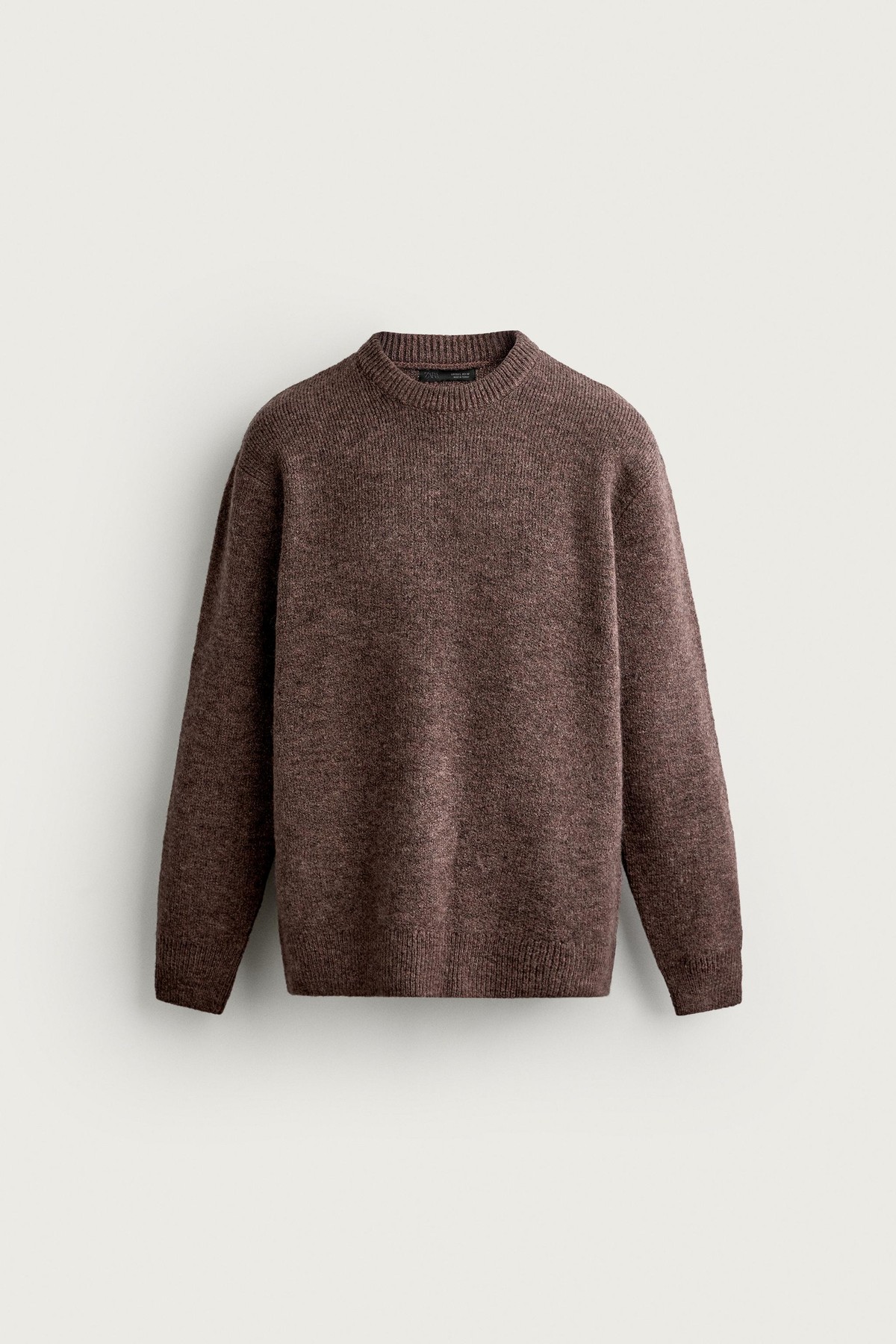 자라 텍스처 울 라운드넥 니트 스웨터 3166/340/700 BROWN