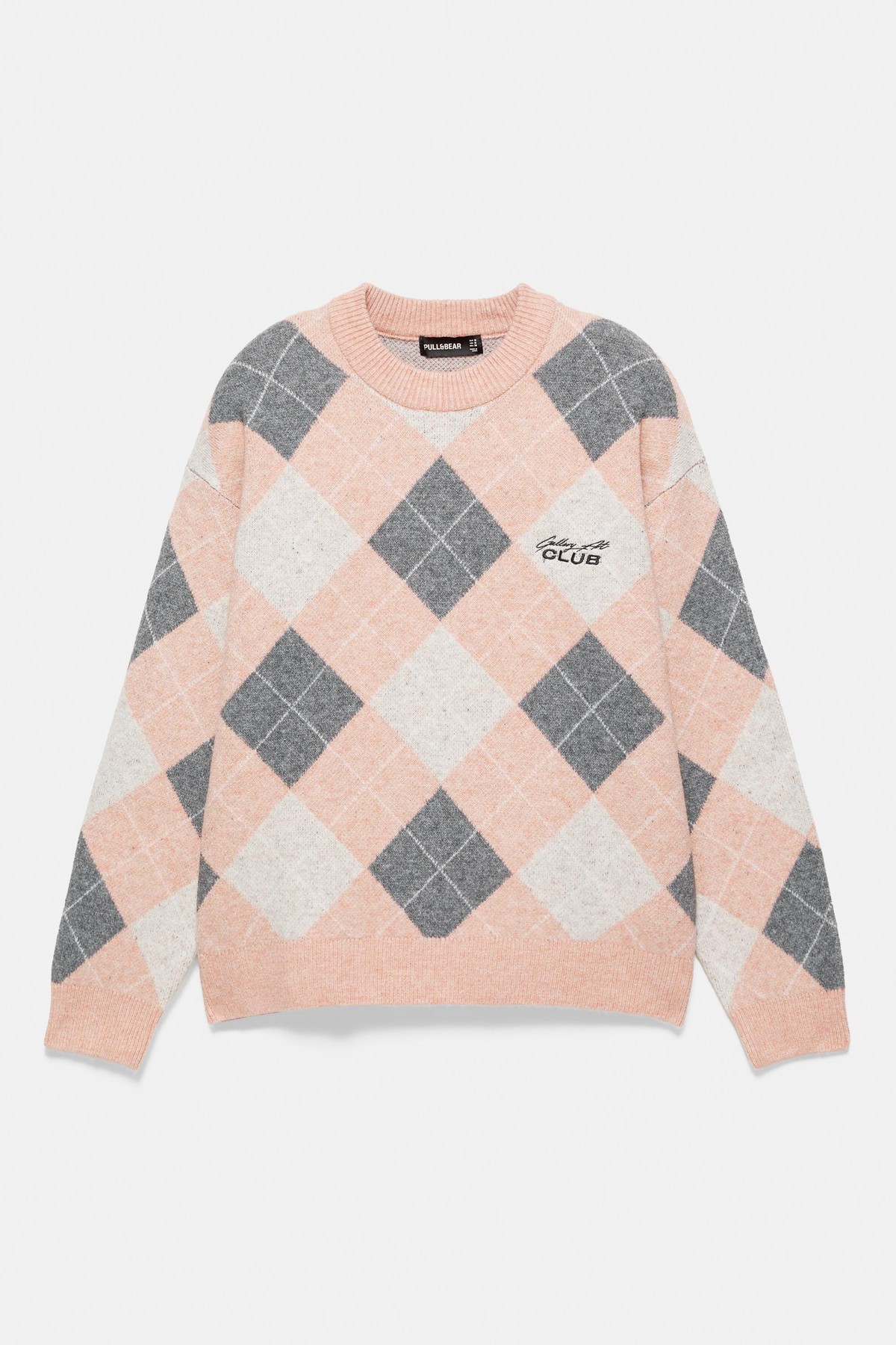 풀앤베어 오버사이즈 아가일 니트 스웨터 7540/515 ROSE PINK