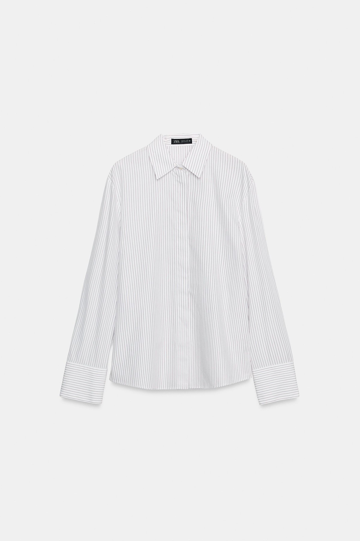 자라 스트라이프 코튼 긴팔 셔츠 1363/791/250 WHITE