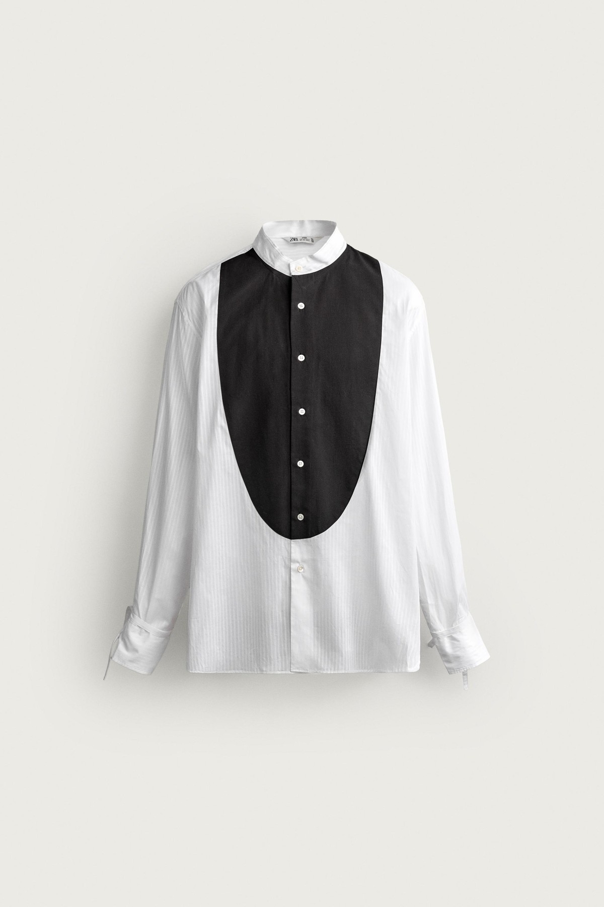 자라 릴렉스핏 배색 턱시도 긴팔 셔츠 6113/090/250 WHITE