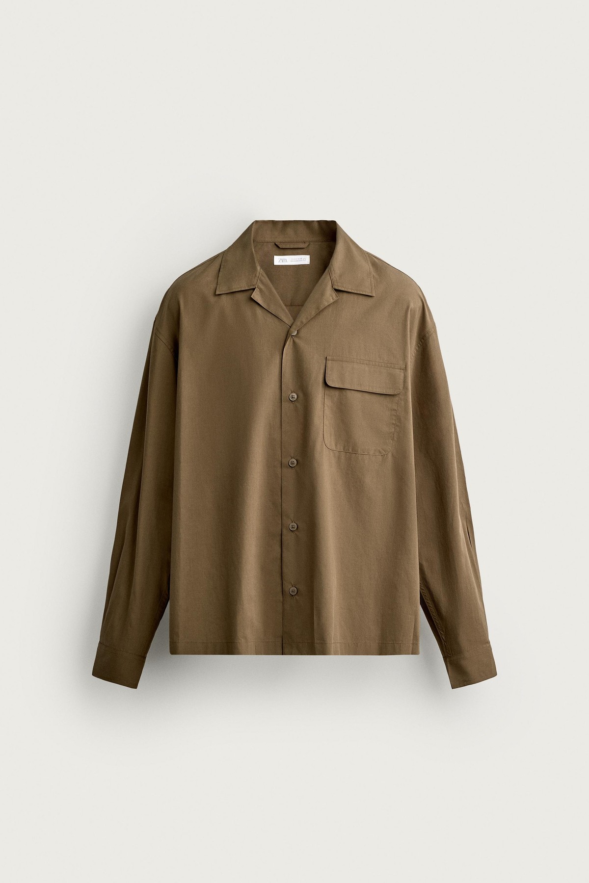 자라 릴렉스핏 라이오셀 면 긴팔 셔츠 0122/322/533 MID KHAKI