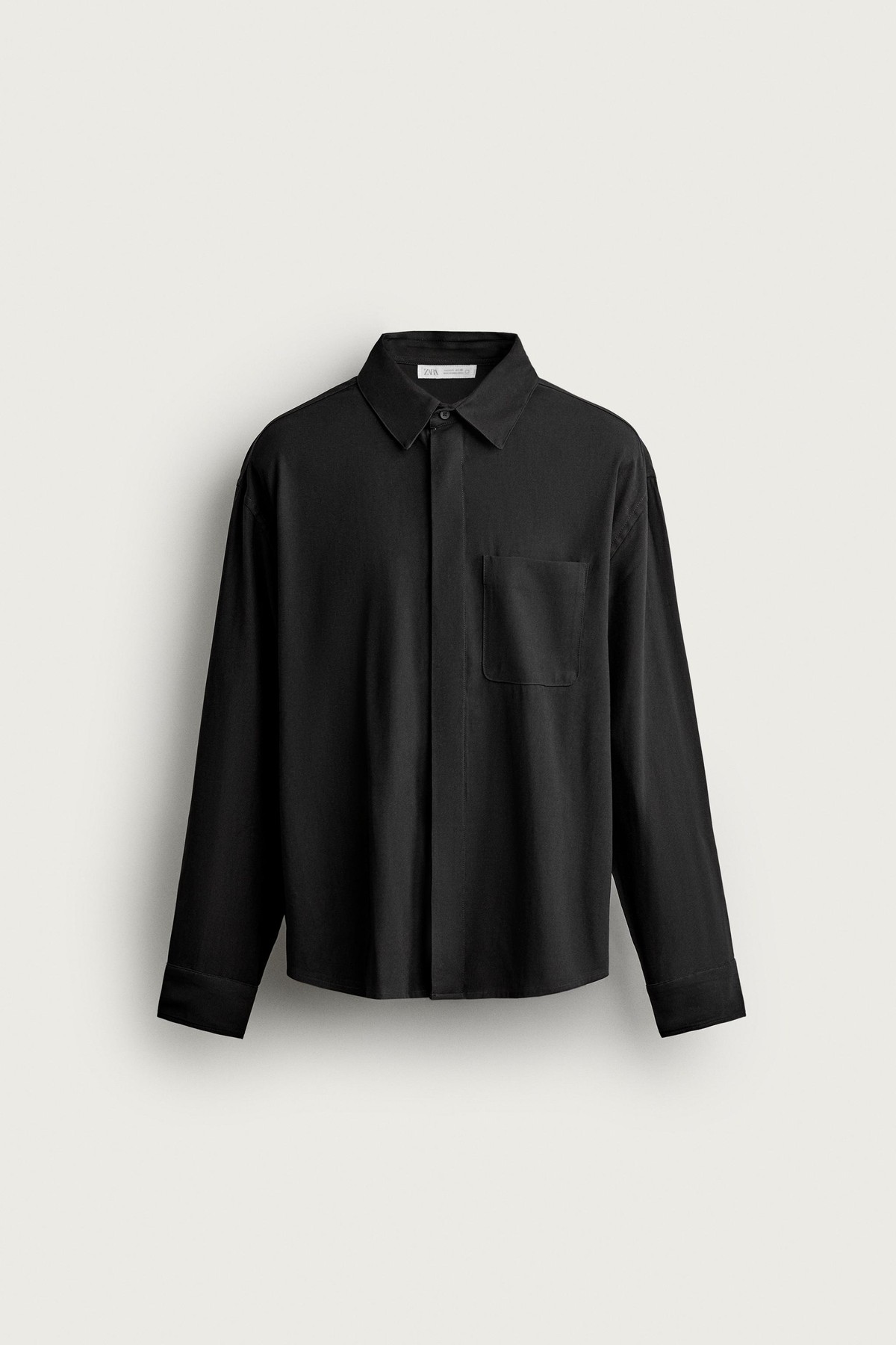 자라 플루이드 릴렉스핏 포켓 긴팔 셔츠 1195/391/800 BLACK