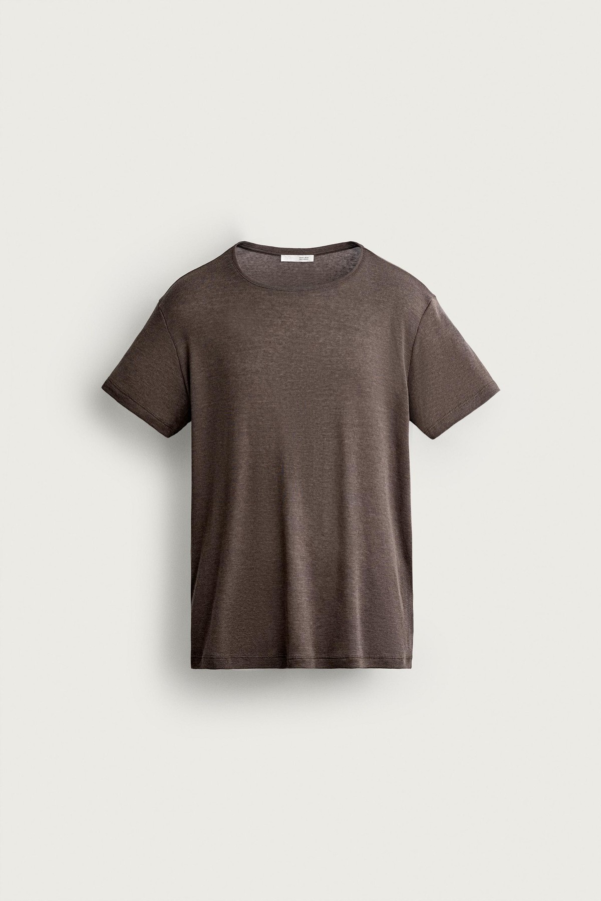 자라 슬림핏 라운드넥 반팔 티셔츠 5644/353/724 BROWN MARL