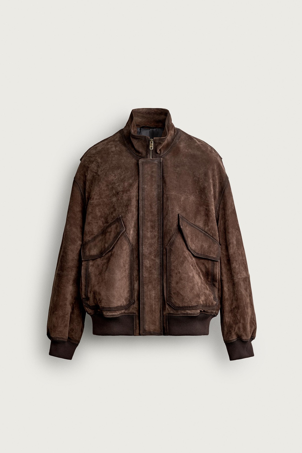 자라 스플릿 스웨이드 하이넥 자켓 3833/422/700 BROWN