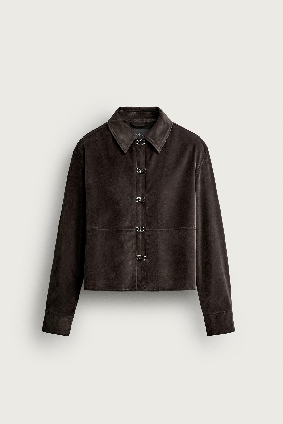 자라 크롭 레더 이펙트 후크 자켓 0993/806/700 BROWN