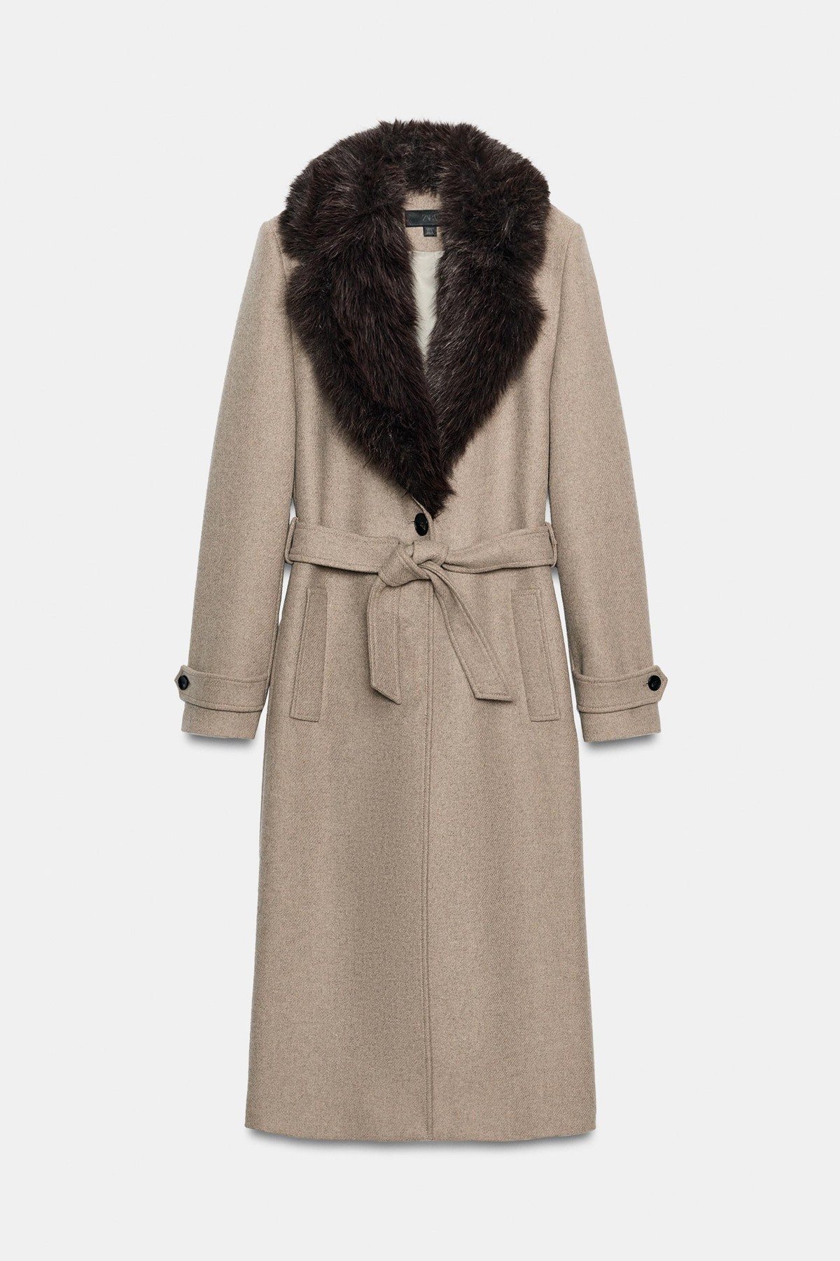 자라 탈착 퍼 벨트 울 혼방 롱 코트 2971/319/736 LIGHT MINK