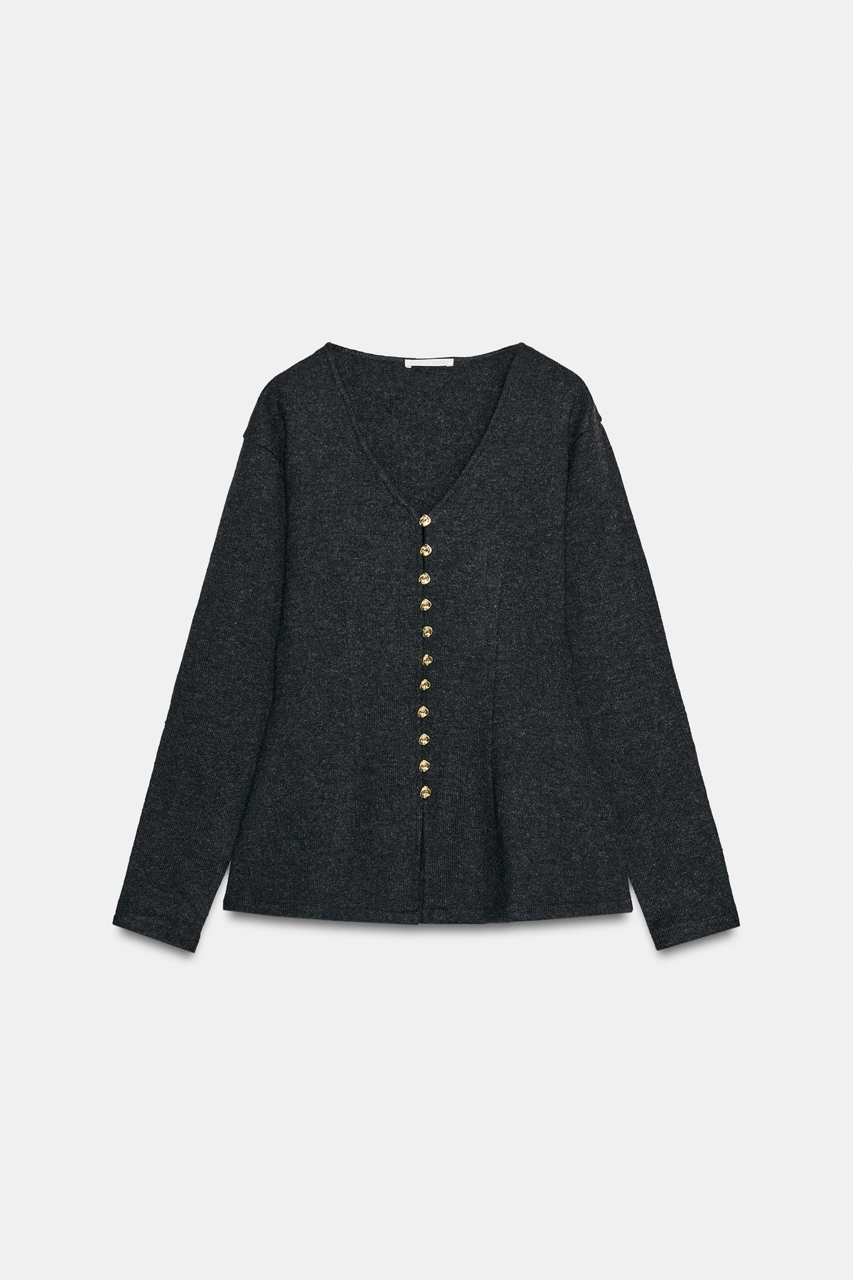 자라 페플럼 브이넥 버튼 자켓 1058/630/809 MID-GREY