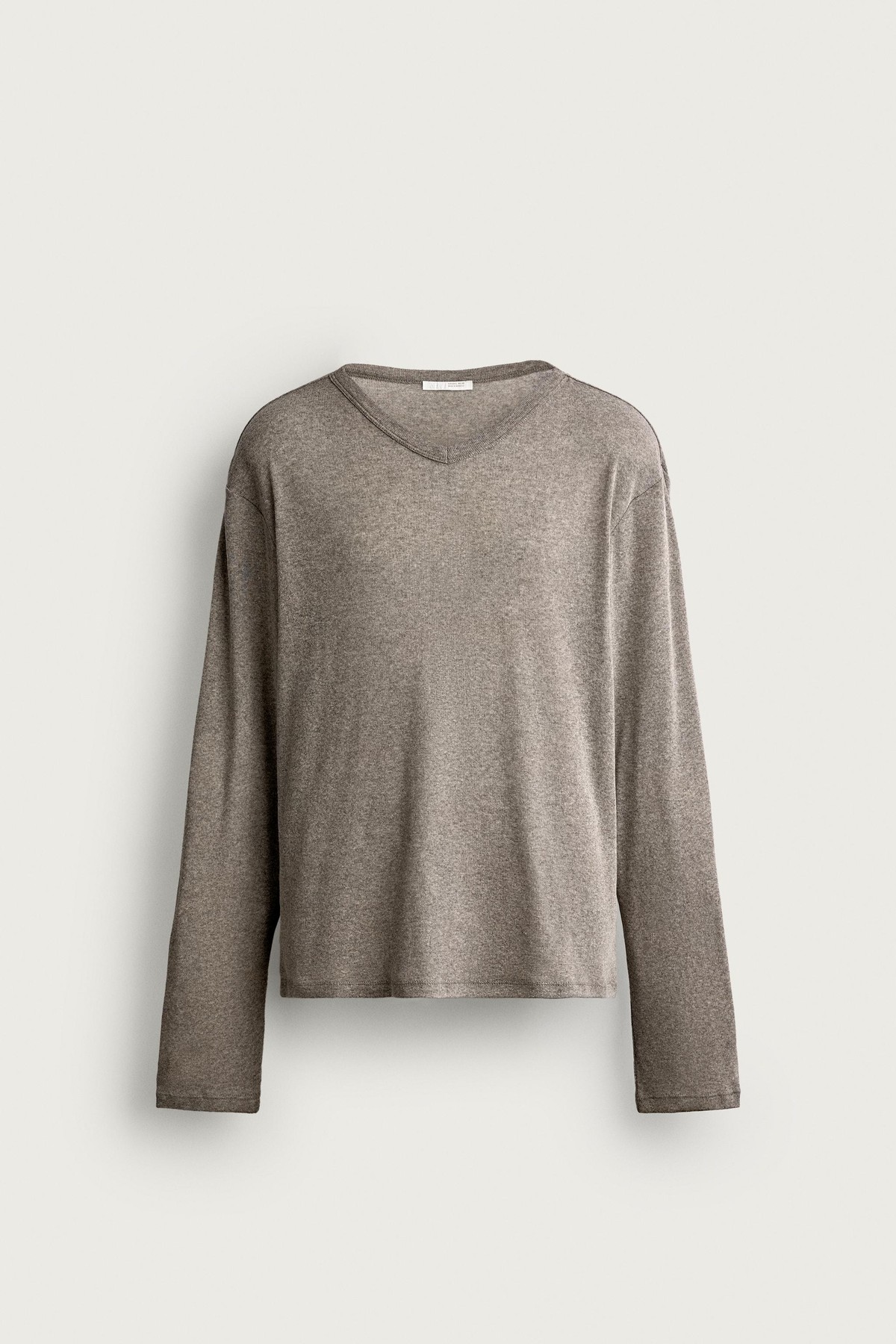 자라 릴렉스핏 브이넥 긴팔 티셔츠 5644/356/803 GREY MARL