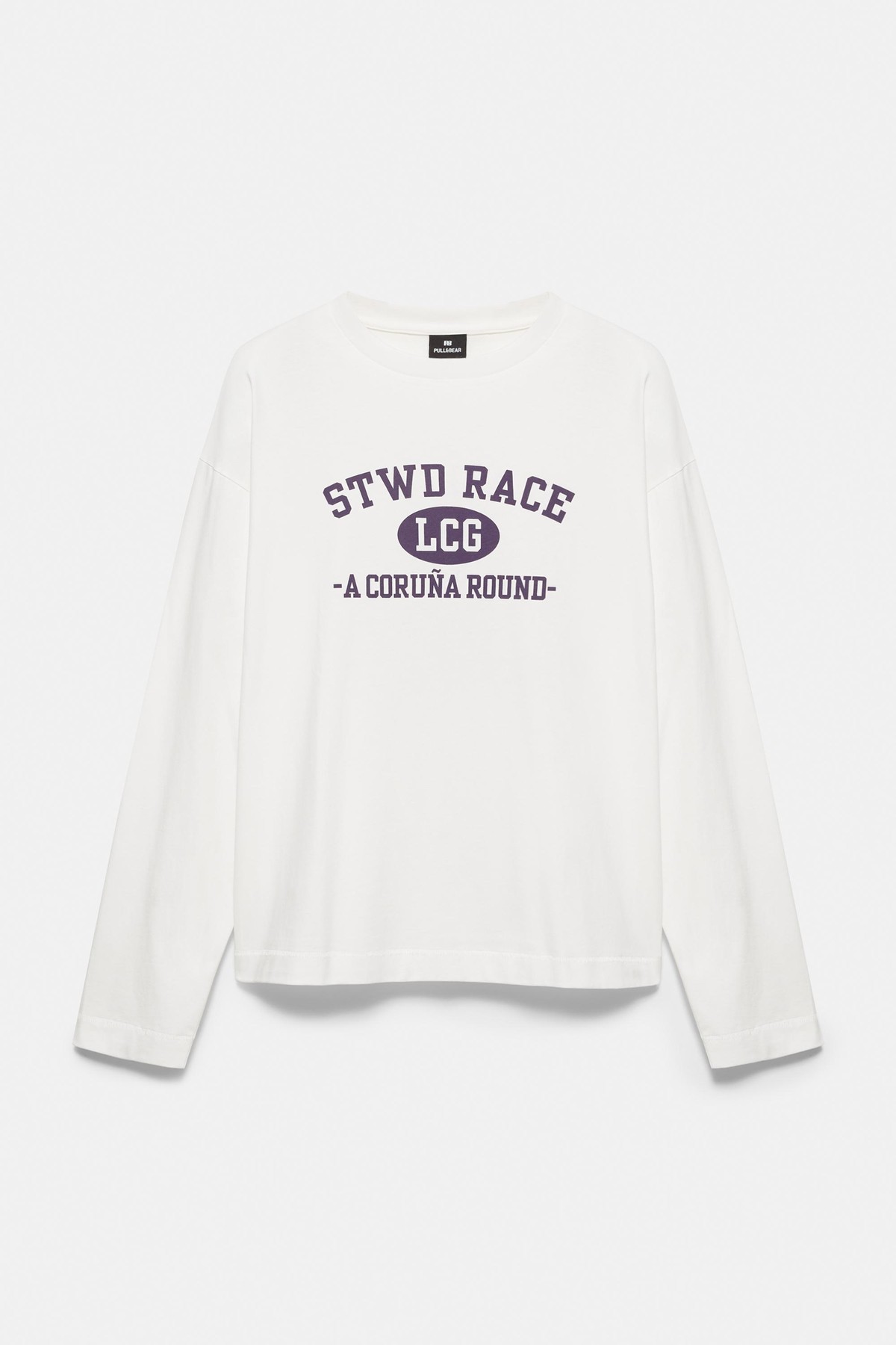 풀앤베어 오버핏 라운드넥 그래픽 긴팔 티셔츠 7232/550 OFF WHITE