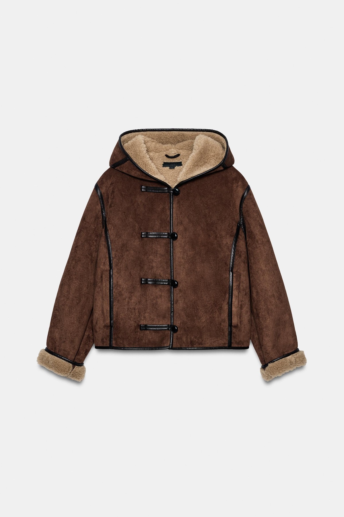 자라 더블페이스 후드 무스탕 자켓 6318/344/700 BROWN