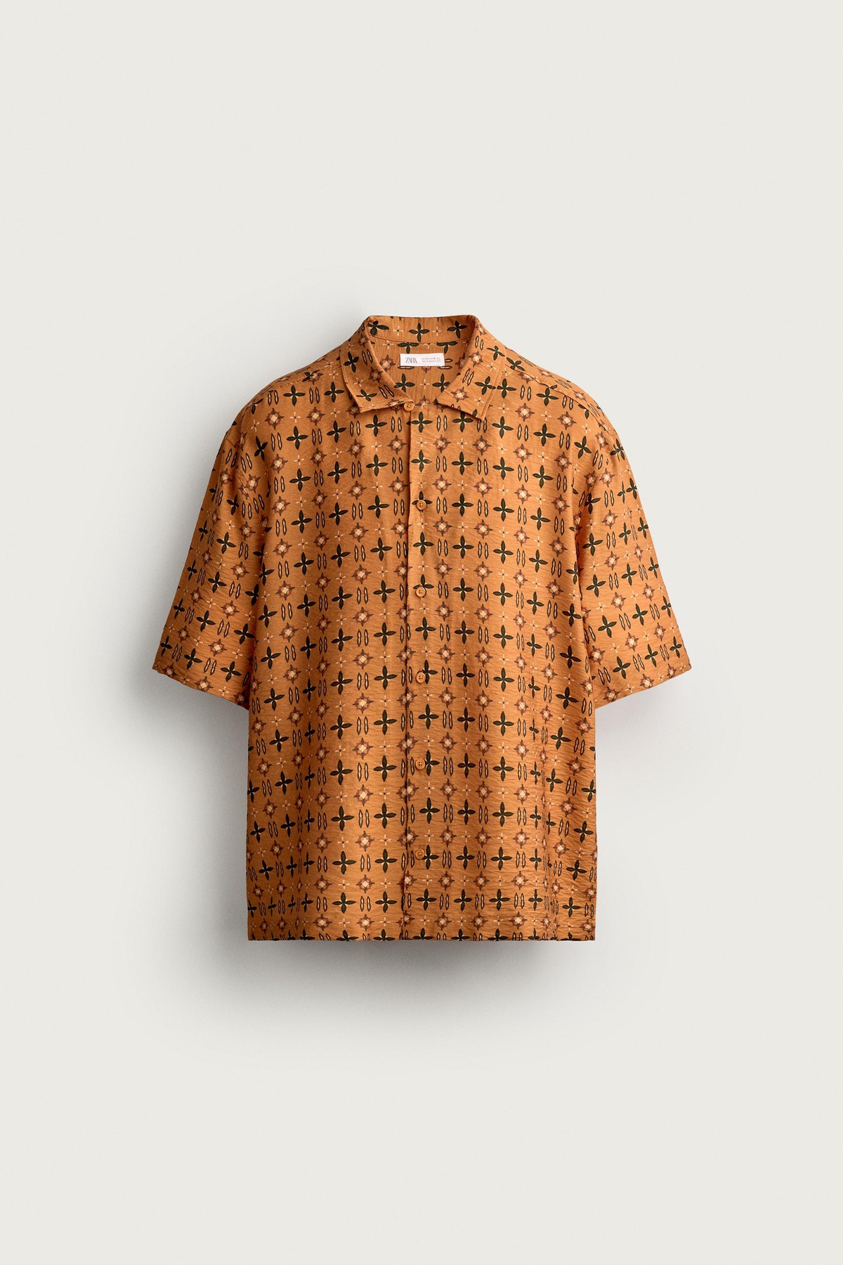 자라 릴렉스핏 지오메트릭 반팔 셔츠 6085/335/703 OCHRE