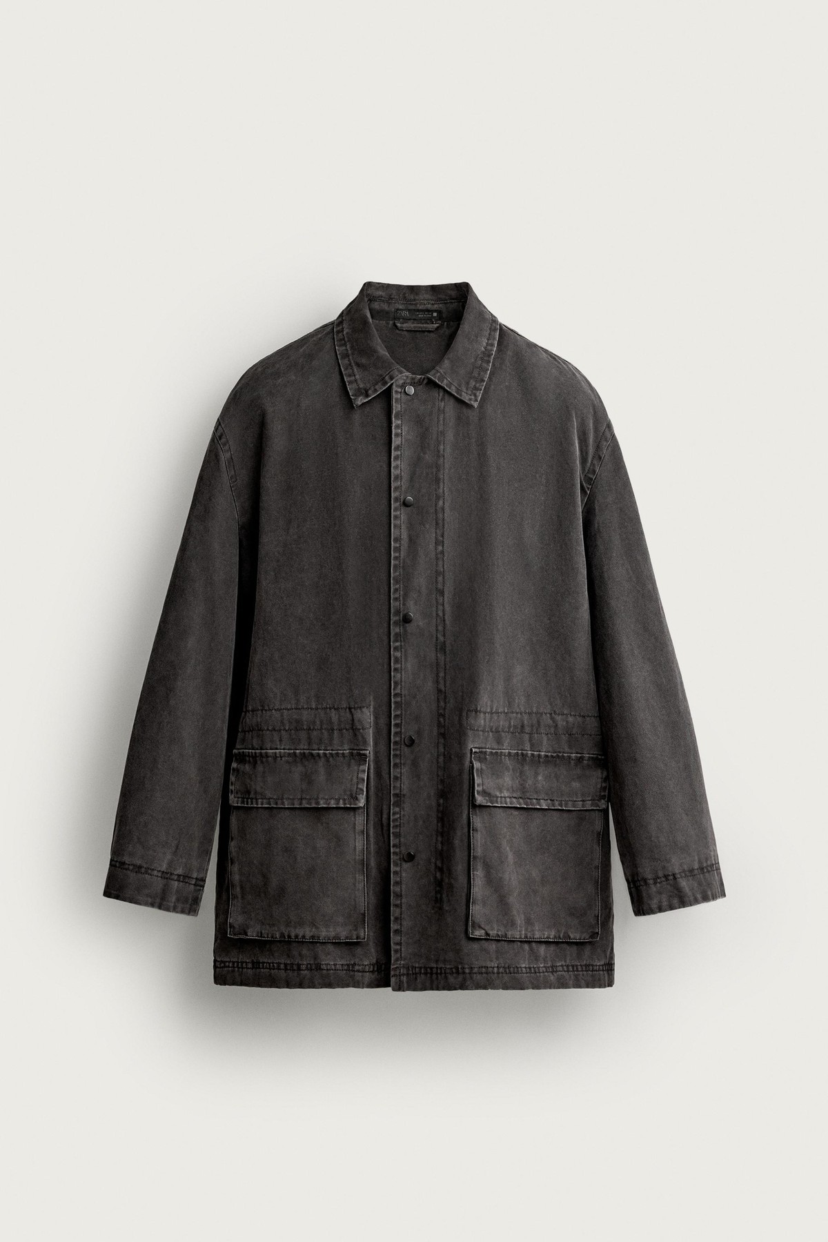 자라 릴렉스핏 워시드 코튼 파카 자켓 8281/195/922 DARK GREY