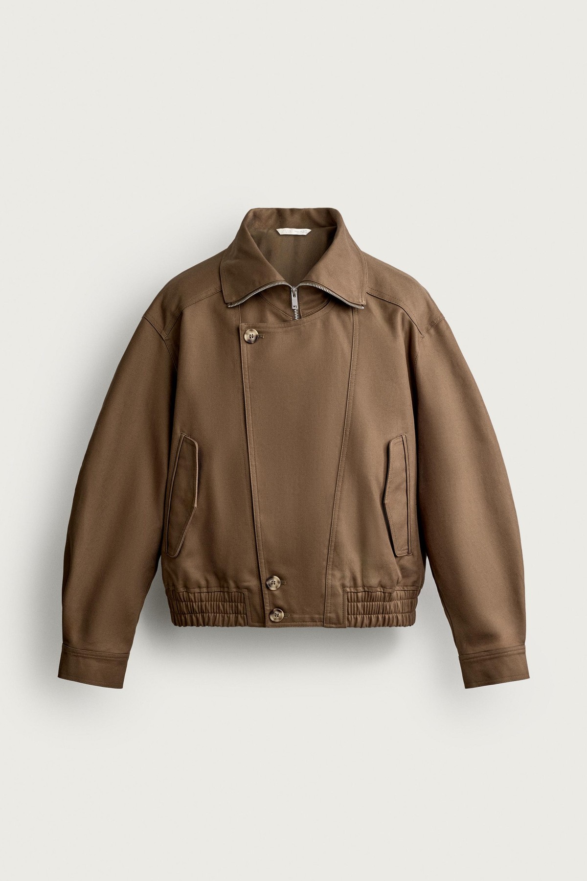 자라 크롭핏 라펠 코튼 블루종 재킷 6318/368/533 MID KHAKI