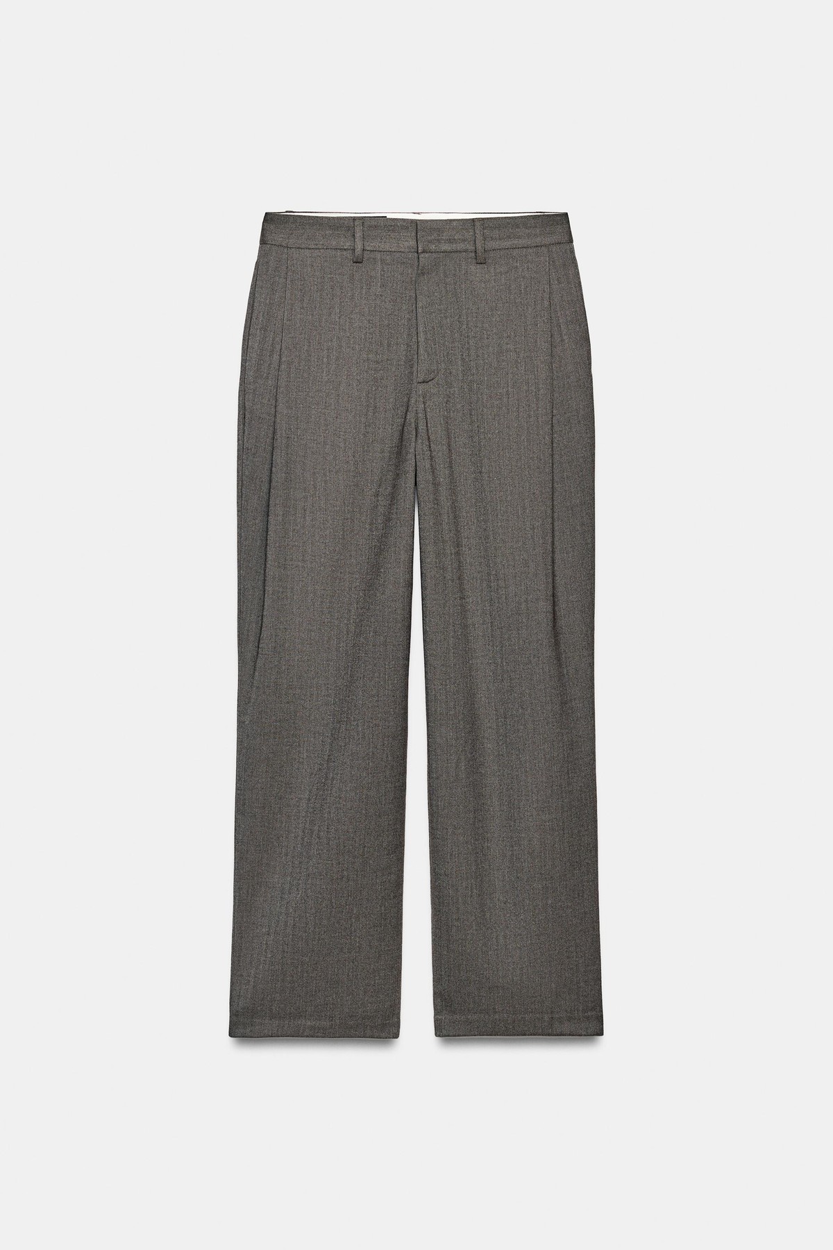 자라 플리츠 스트레이트 슬랙스 팬츠 1255/531/724 BROWN MARL