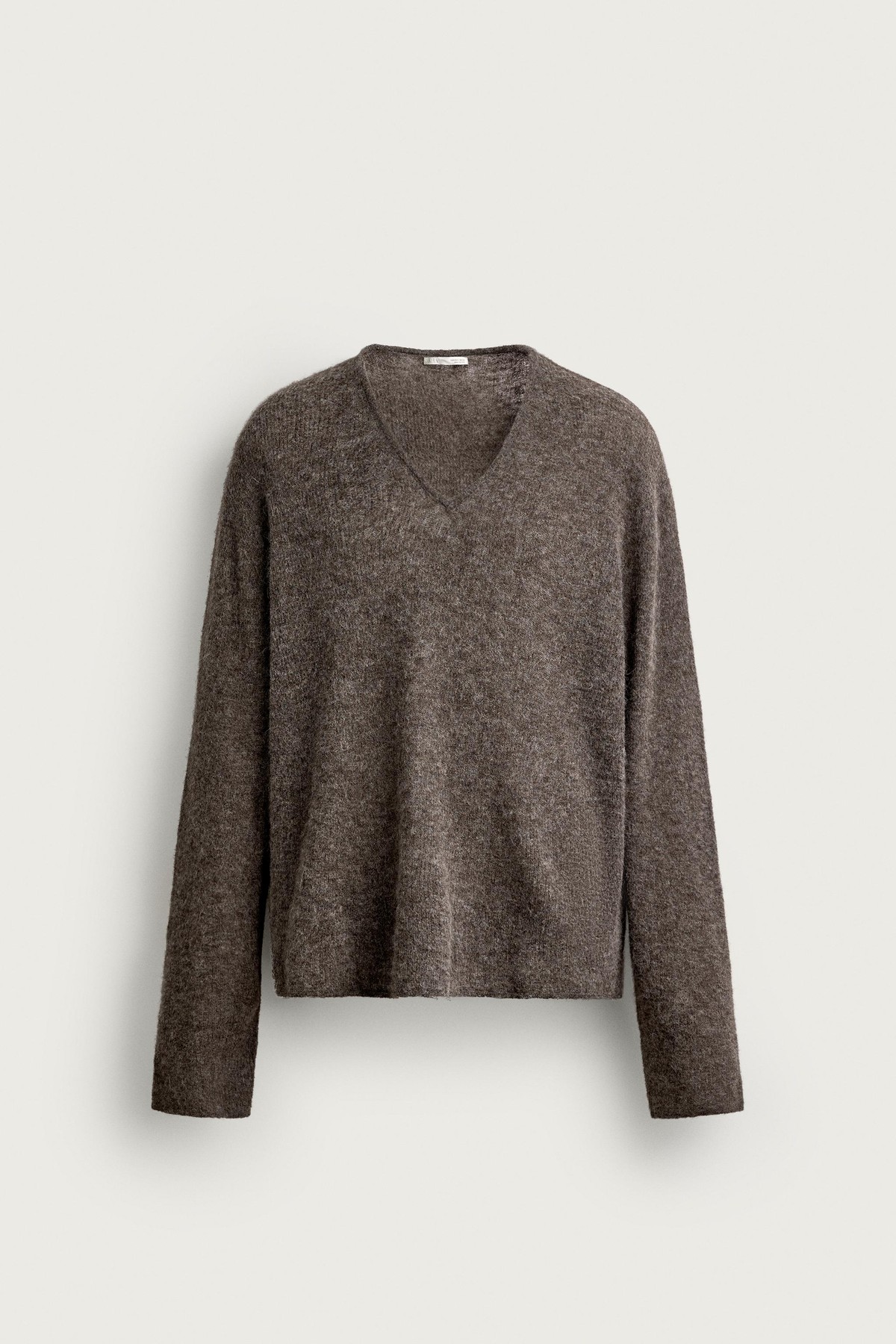 자라 텍스처 브이넥 알파카 니트 스웨터 5755/338/700 BROWN