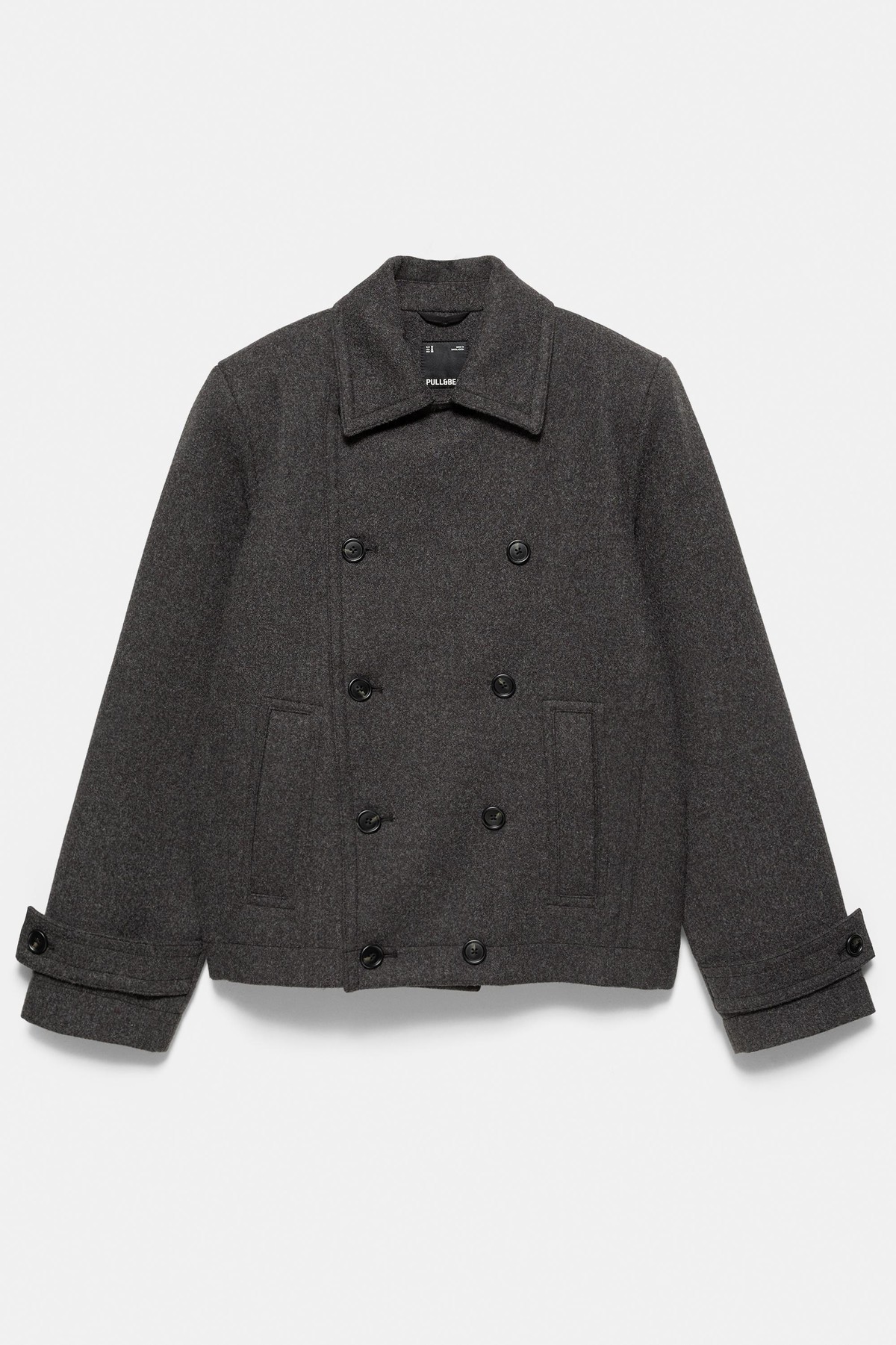 풀앤베어 펠트 텍스처 숏 싱글 코트 7721/554 DARK GREY