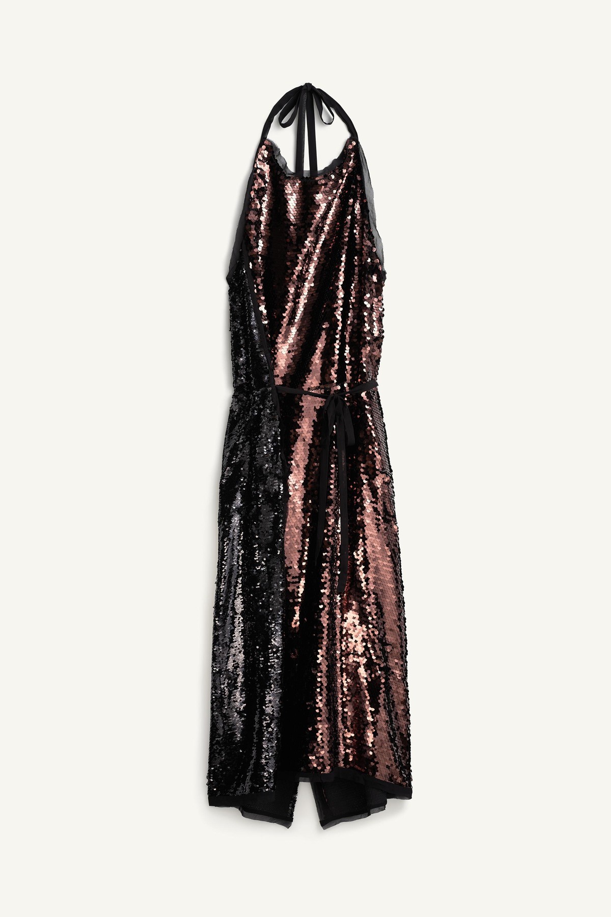 자라 한정판 시퀸 홀터넥 롱 원피스 3085/902/800 BLACK