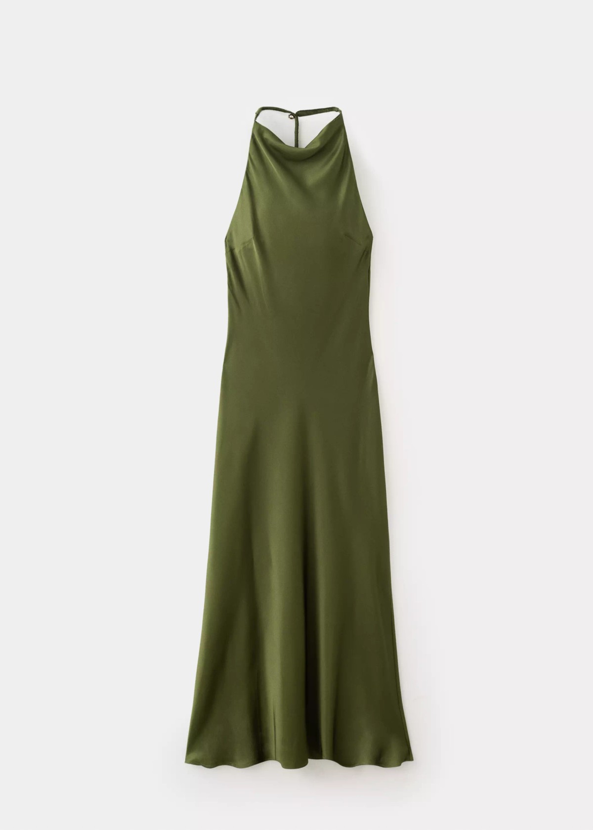 망고 새틴 홀터넥 오픈백 롱 원피스 37039122_43 VERDE
