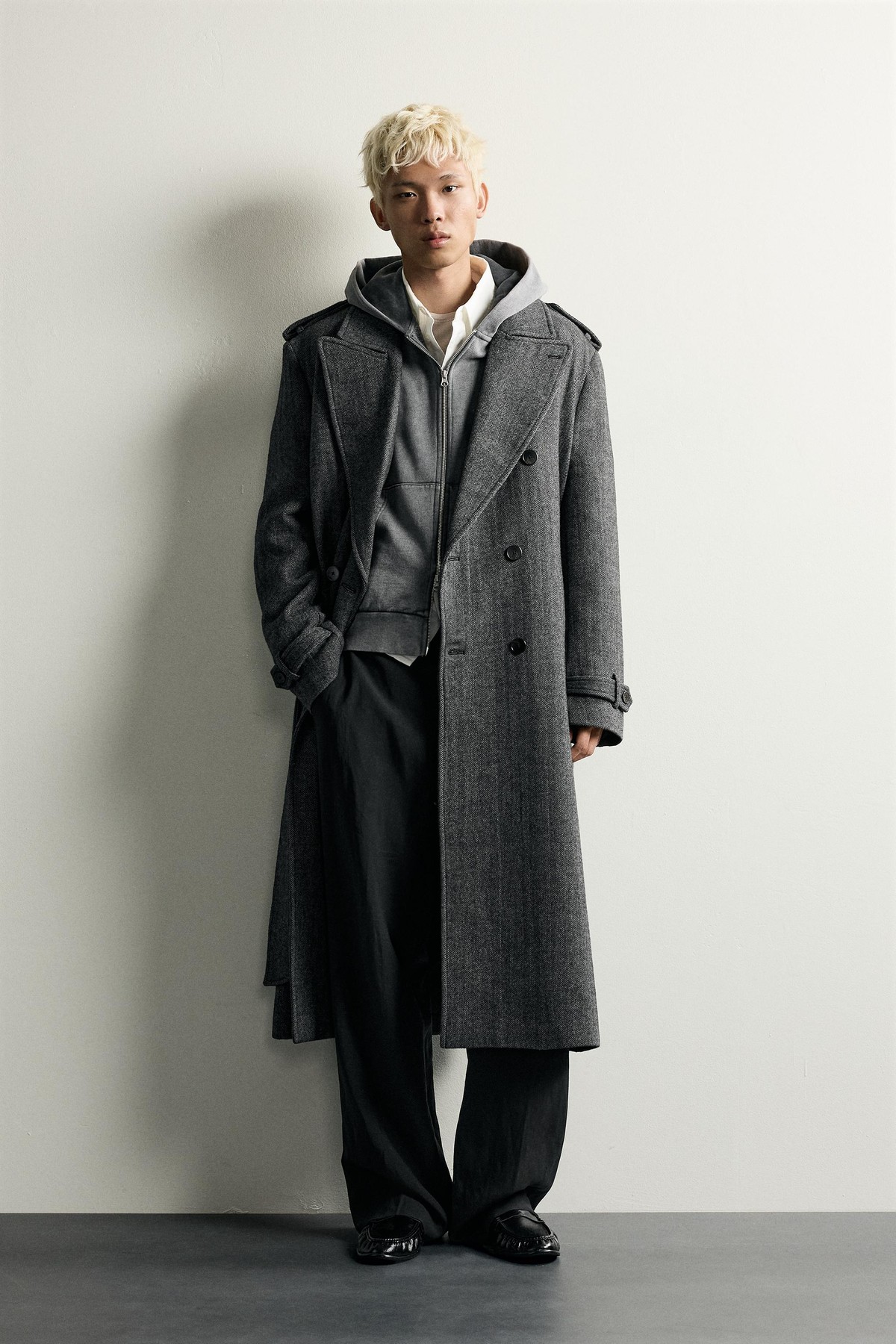 자라 울 블렌드 벨트 더블 롱 코트 8491/806/802 GREY