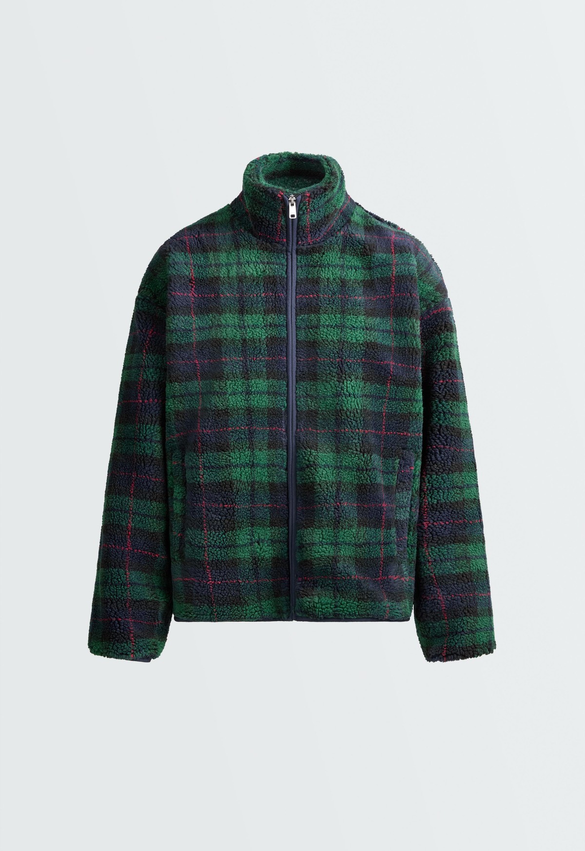 오이쇼 체크 시어링 하이넥 지퍼 자켓 7363/619/408 NAVY BLUE