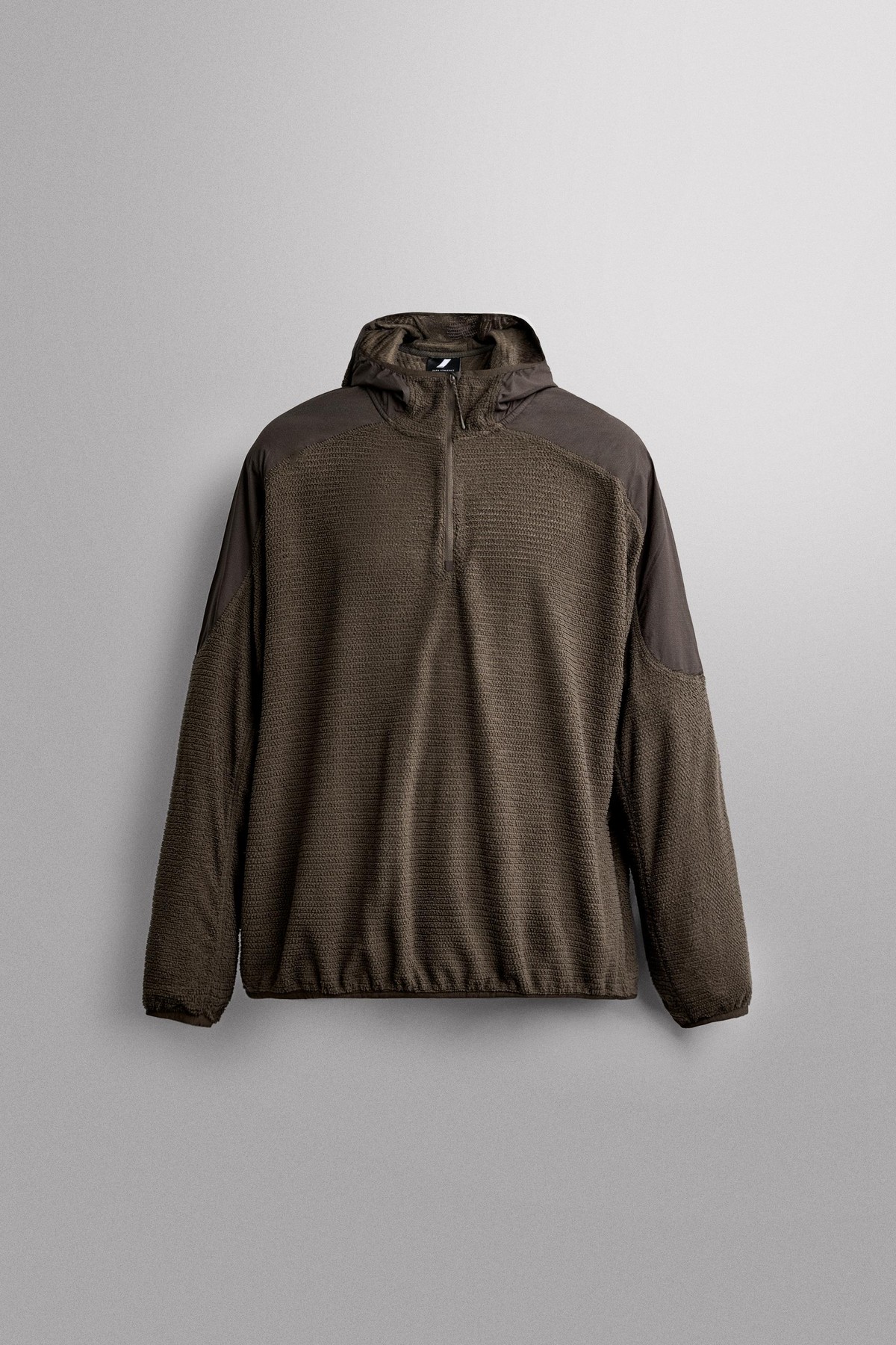 자라 텍스처 후드 테크니컬 플리스 4387/501/962 DARK KHAKI