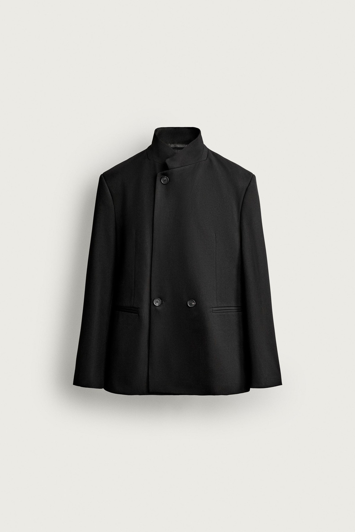 자라 하이넥 릴렉스핏 수트 블레이저 1054/292/800 BLACK