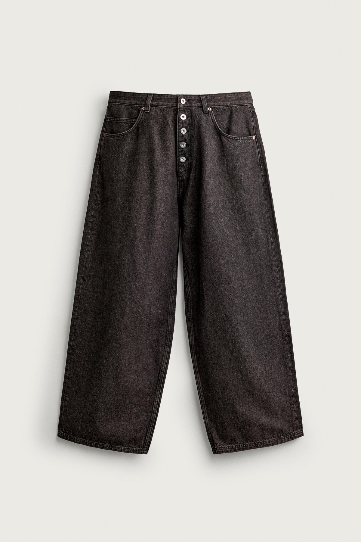 자라 버튼업 배기 와이드 데님 팬츠 8062/320/099 BLACK / BROWN