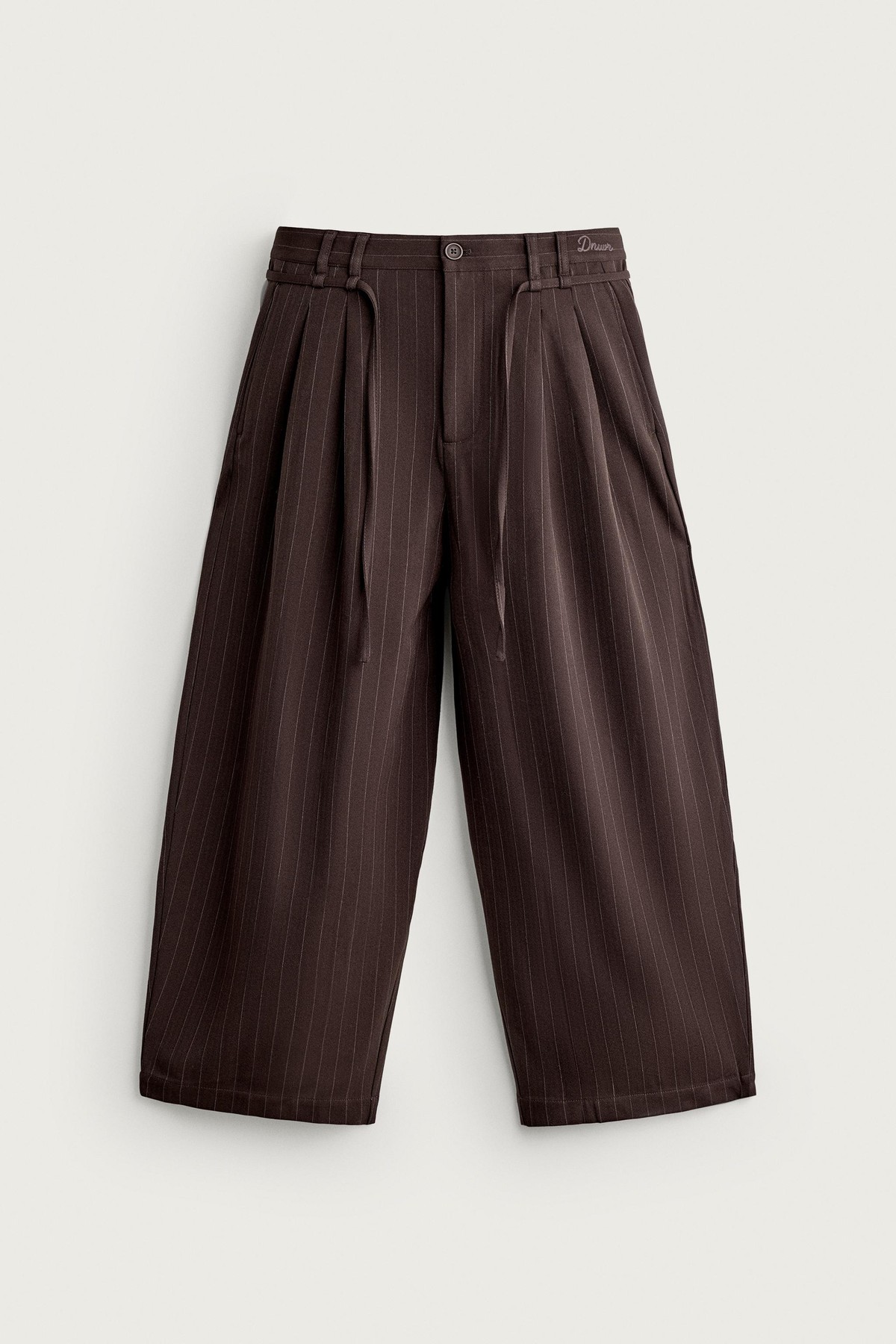 자라 핀스트라이프 벨트 벌룬 팬츠 8574/340/700 BROWN