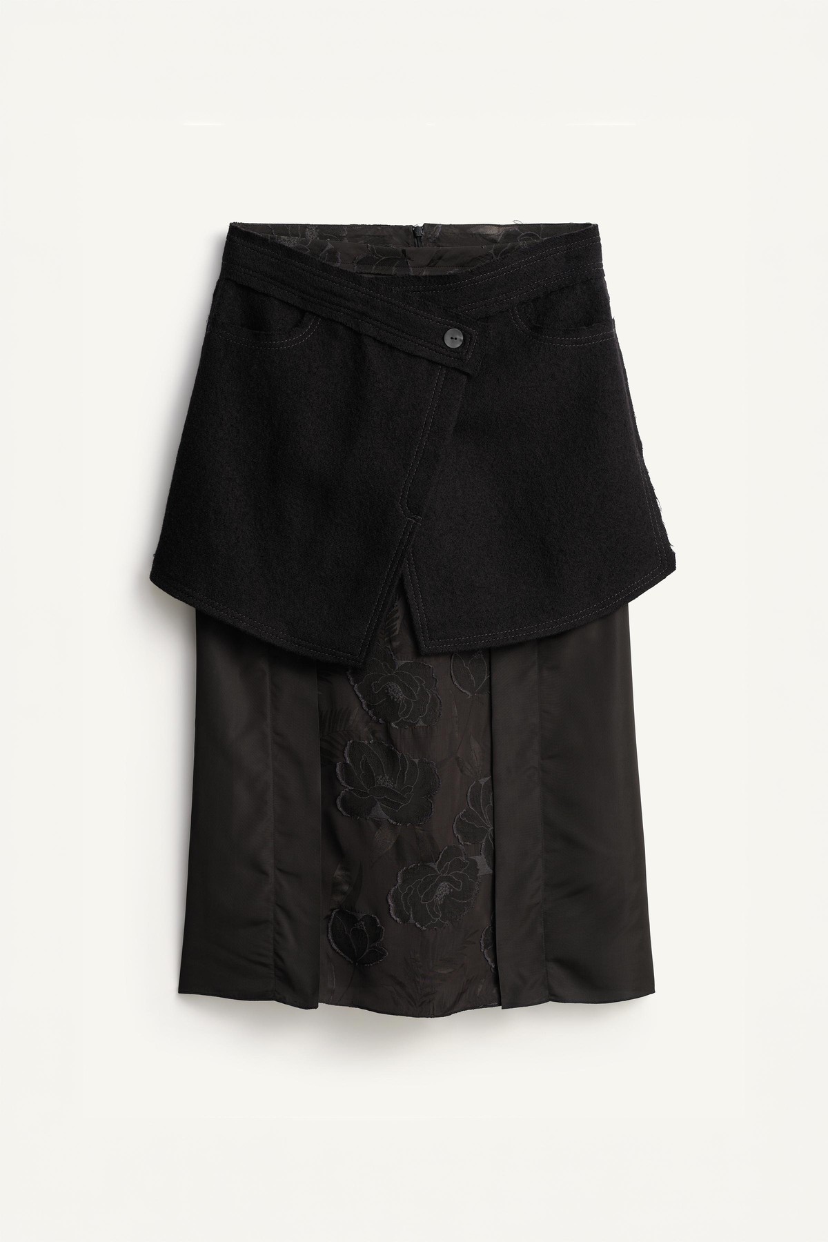 자라 한정판 울 탈착식 미디 스커트 8018/731/800 BLACK