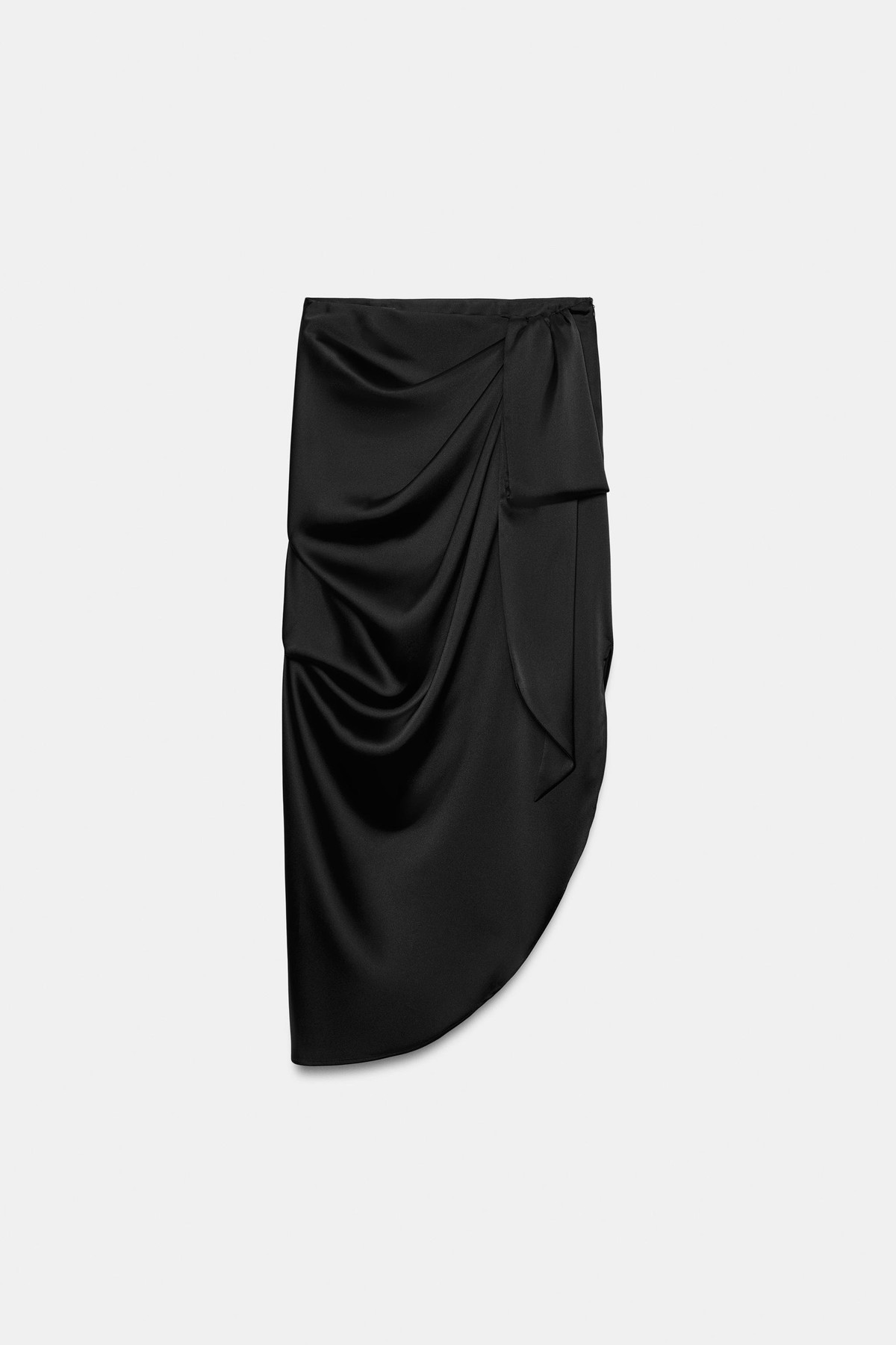 자라 새틴 드레이프 미디 스커트 8733/799/800 BLACK