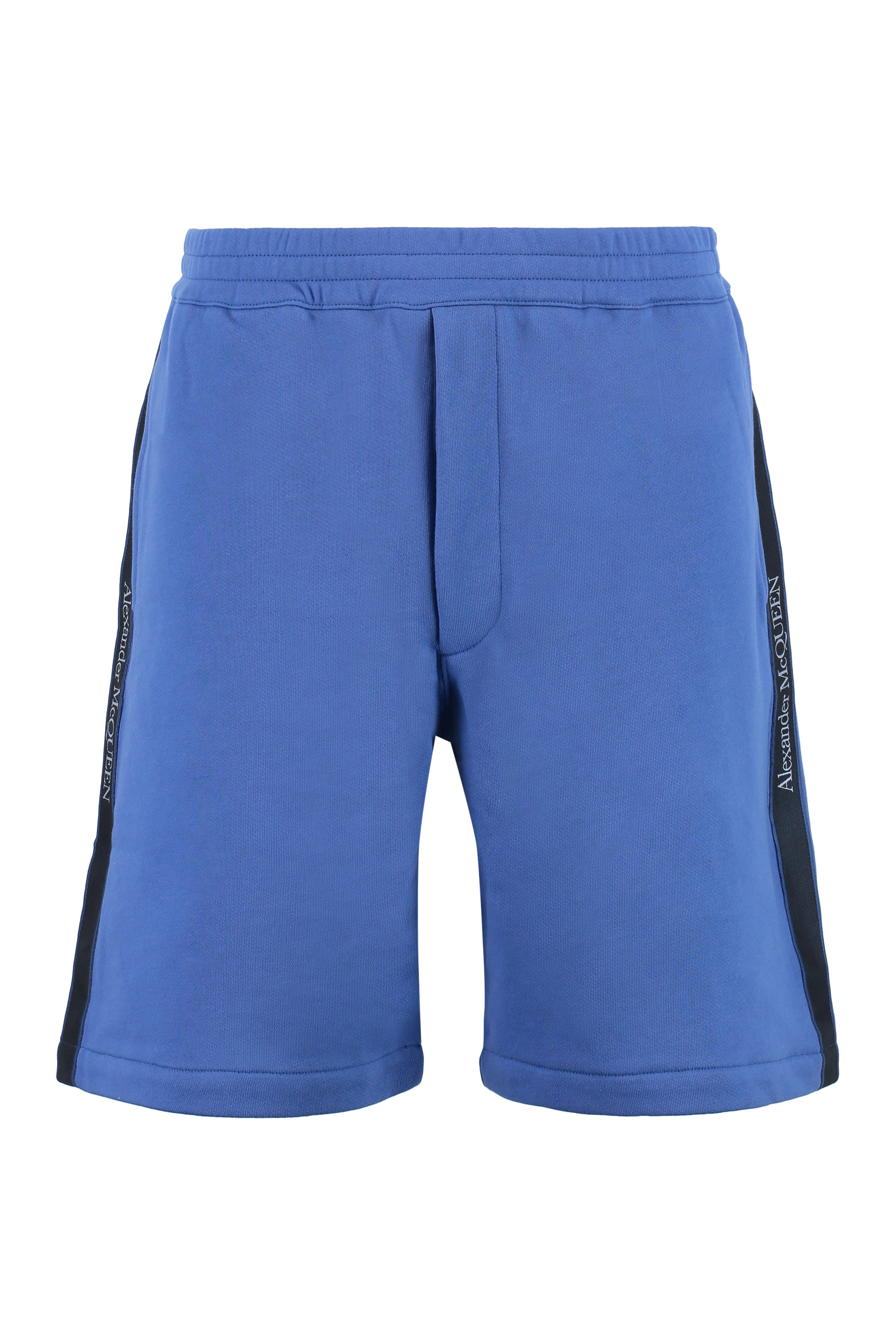 알렉산더 맥퀸 Logo Shorts 코튼 스웨트 숏팬츠 남성 네이비 23SS 642668QUX750923