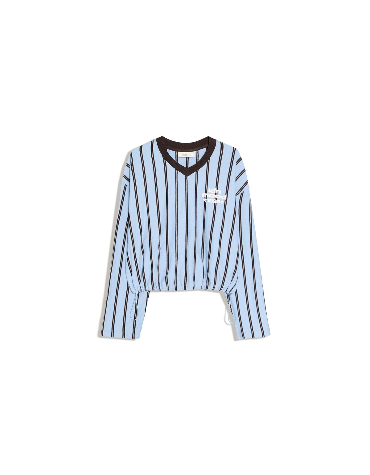 버쉬카 스트라이프 브이넥 크롭 맨투맨 3029/190 LIGHT BLUE