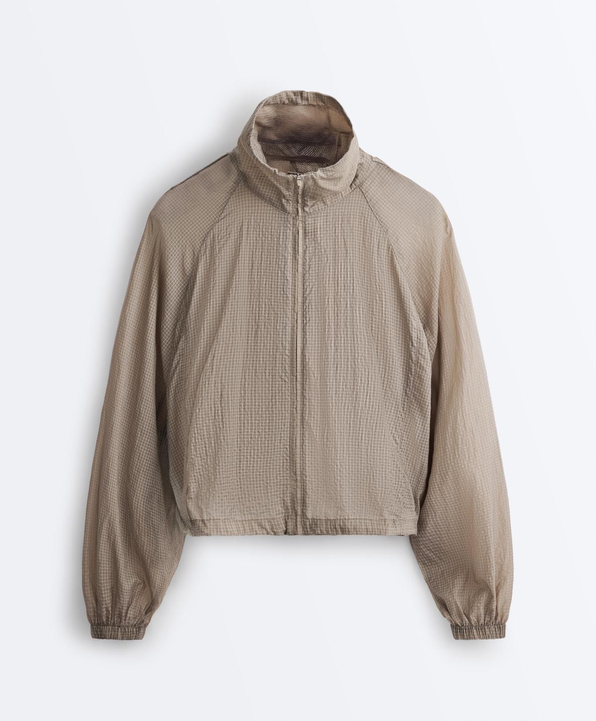 오이쇼 체크 하이넥 집업 트랙 자켓 4441/943/847 MINK GREY