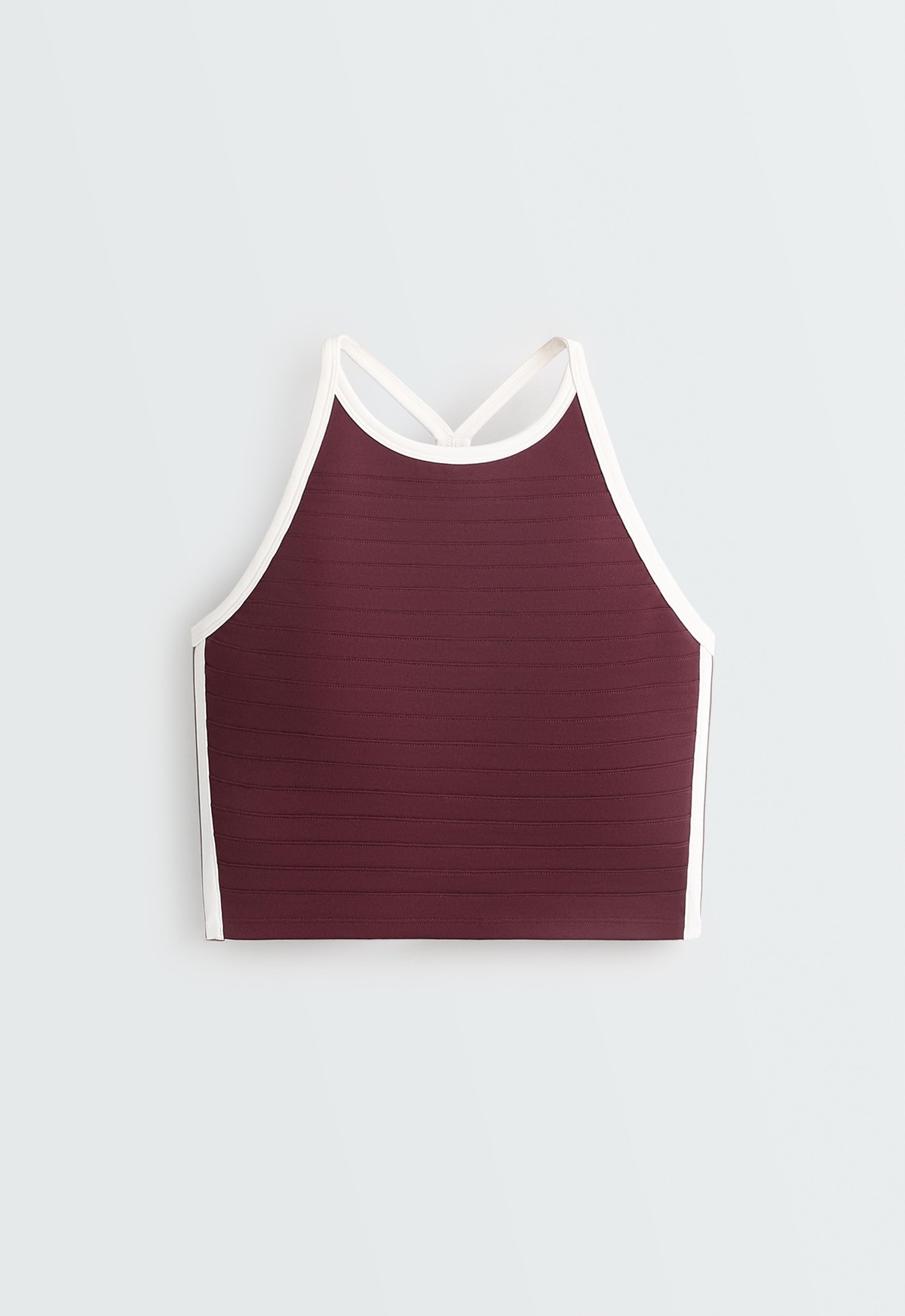 오이쇼 홀터넥 파이핑 크롭 탱크탑 5746/904/606 BURGUNDY