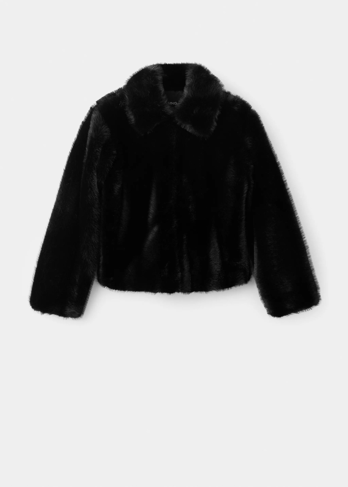 망고 셔츠 카라 크롭 퍼 자켓 37047781_99 NEGRO
