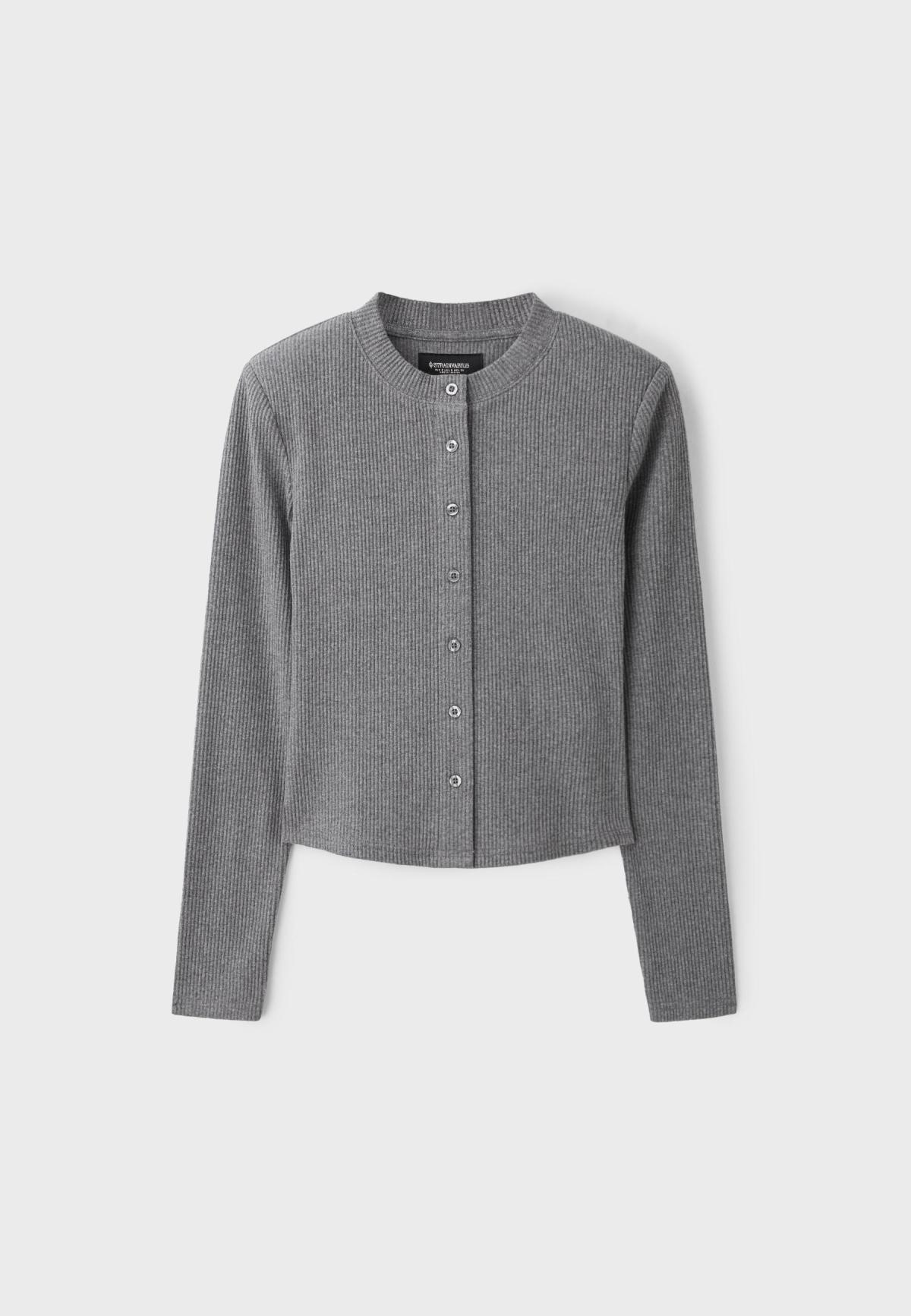 스트라디바리우스 패드숄더 버튼 니트 가디건 5001/912/250 CHARCOAL GREY