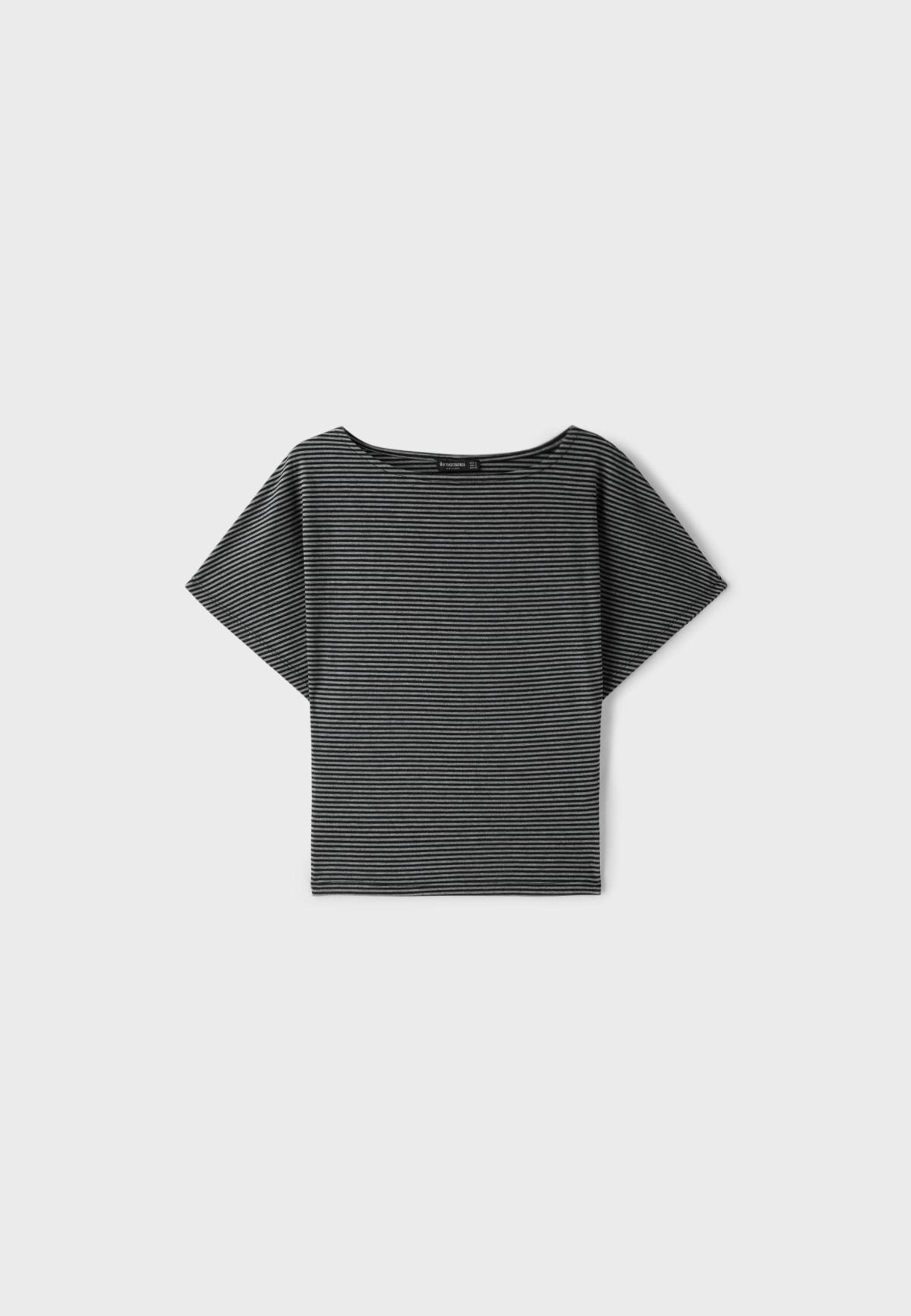 스트라디바리우스 보트넥 스트라이프 반팔 티셔츠 2672/247/250 CHARCOAL GREY
