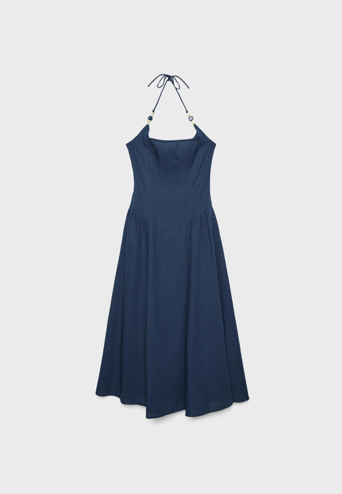 스트라디바리우스 비즈 홀터넥 미디 원피스 7183/350/010 NAVY