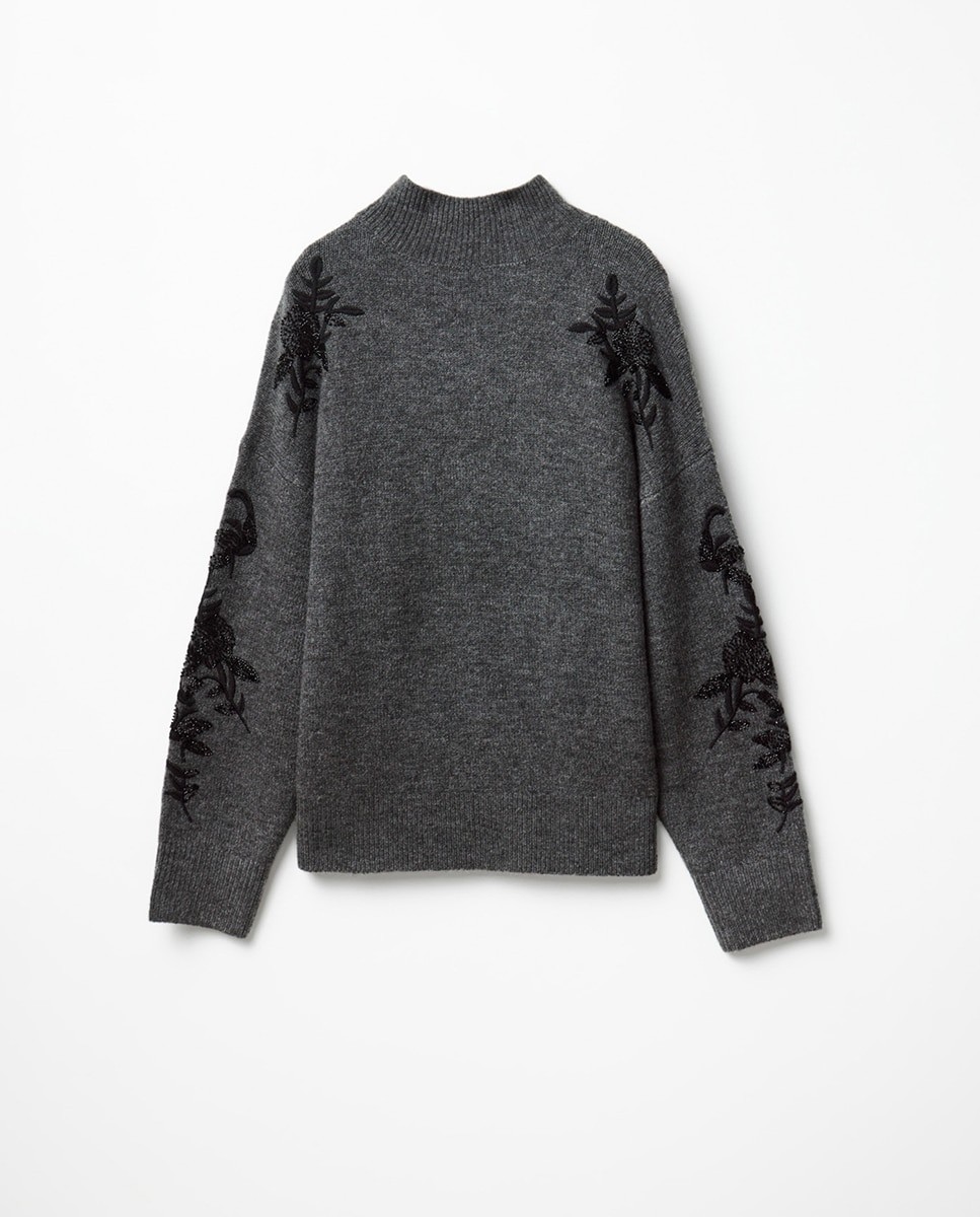스페라 스팽글 하이넥 오버핏 니트 스웨터 58242524138 820 GRIS MEDIO