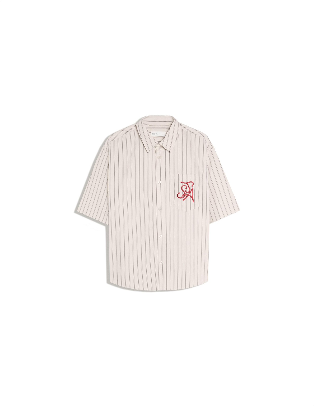 버쉬카 박시핏 스트라이프 포켓 반팔 셔츠 3658/777 CREAM