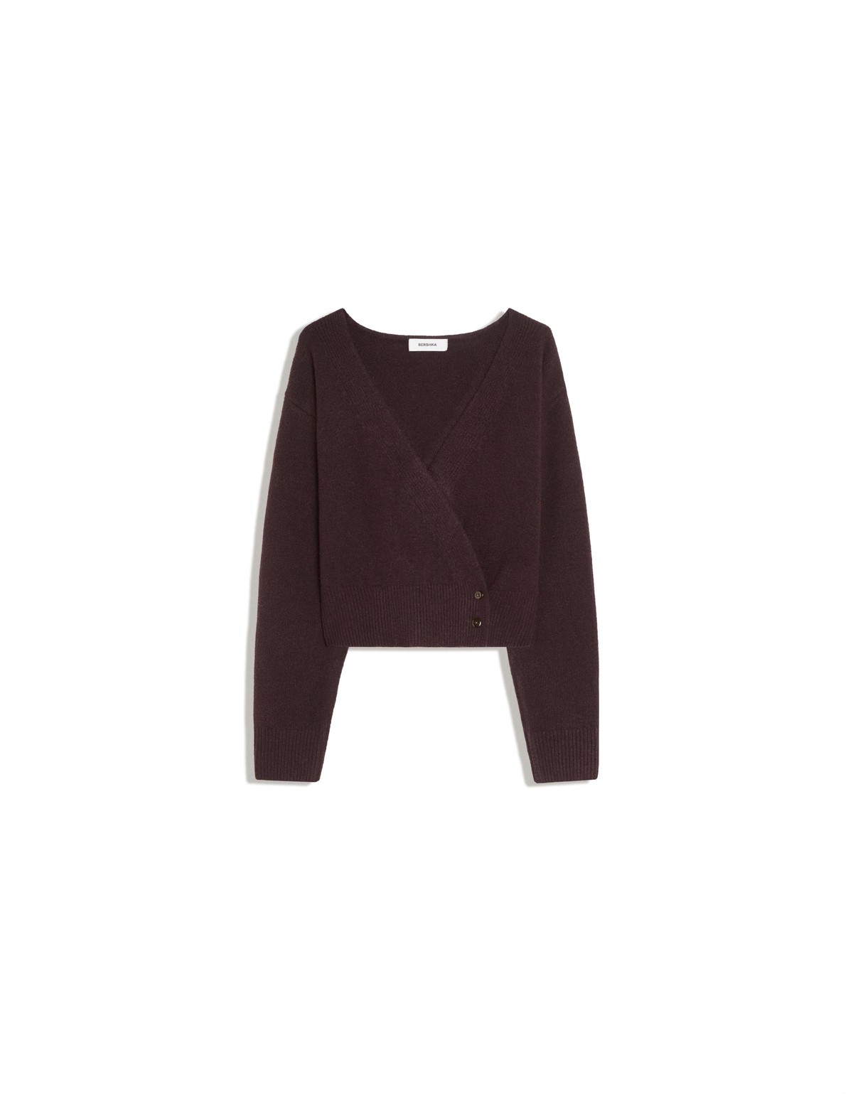 버쉬카 랩 브이넥 크롭 니트 가디건 3895/376 BROWN