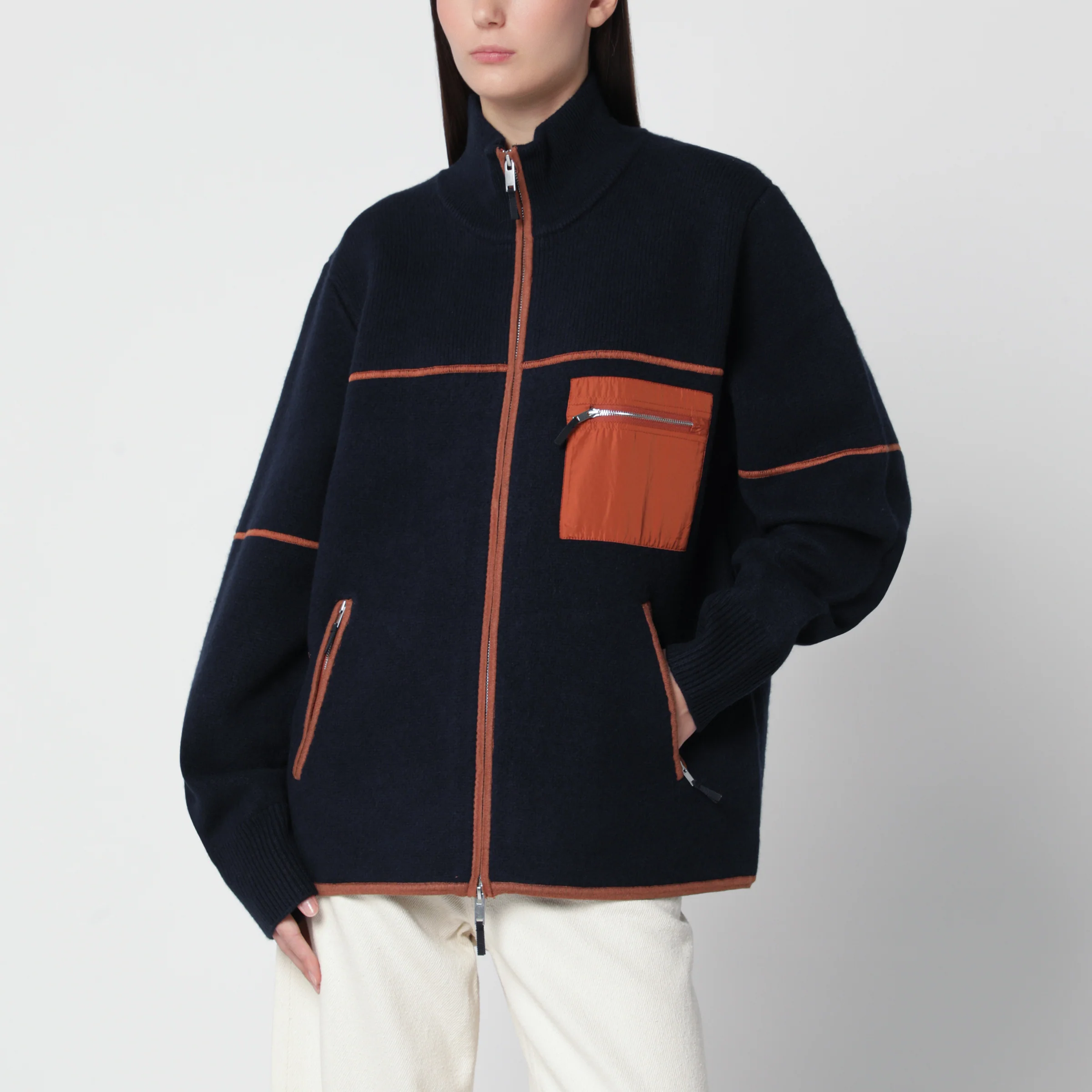 굿트 인 레시덴체 Felted Louis zip-up midnight 자켓 여성 블루 26FW M35135JMWSMI
