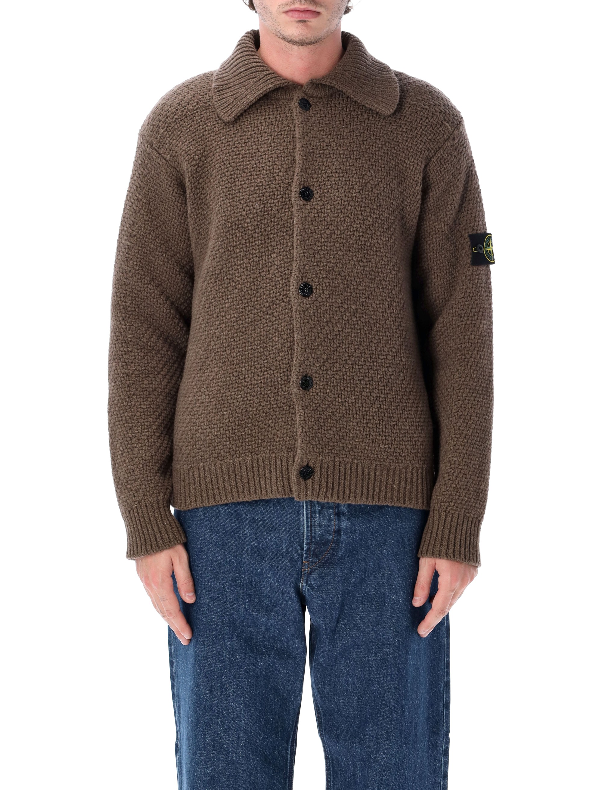 스톤아일랜드 lambswool collared 가디건 남성 브라운 26FW S155100056S02A3V0M7C