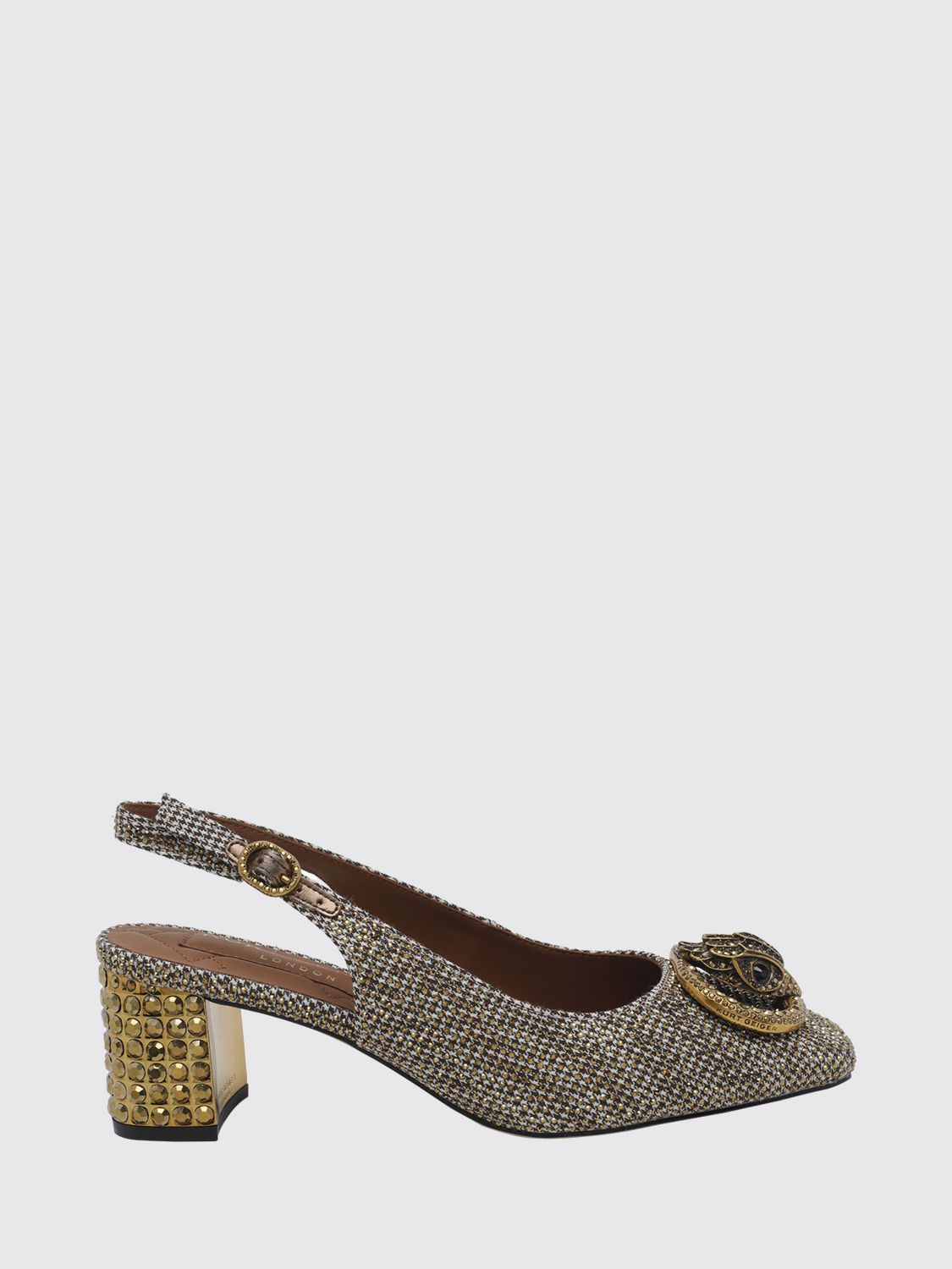쿨트 제젤 런던 Décolleté slingback Chelsea tessuto con strass high heels 슬링백 여성 브라운 26FW 3415040609BEIGE
