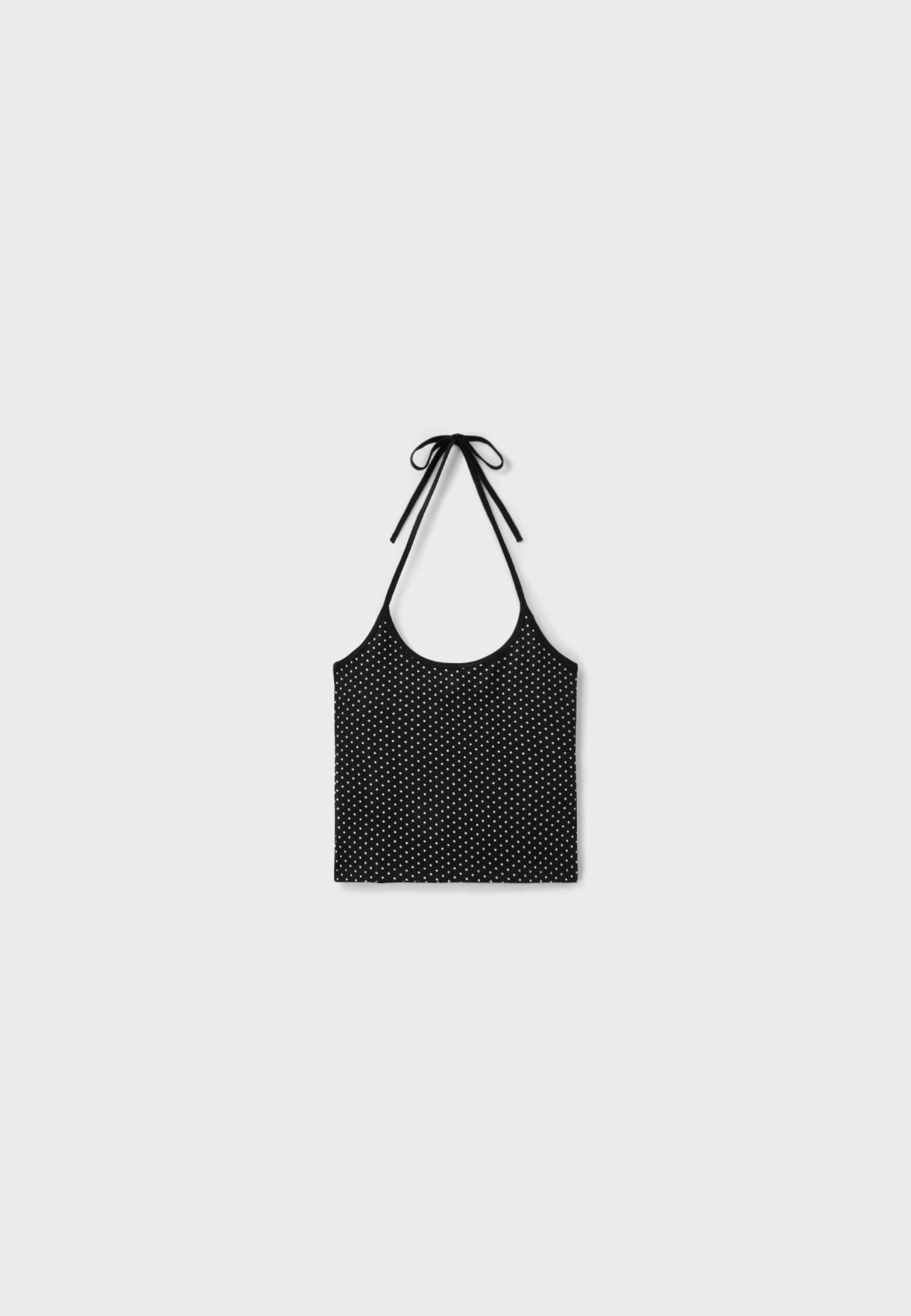 스트라디바리우스 오픈백 스터드 니트 홀터넥 탑 7713/665/005 SHEER