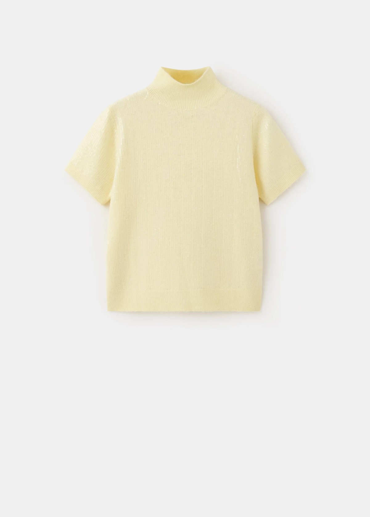 망고 스팽글 하이넥 반팔 니트 스웨터 37009142_11 AMARILLO PASTEL