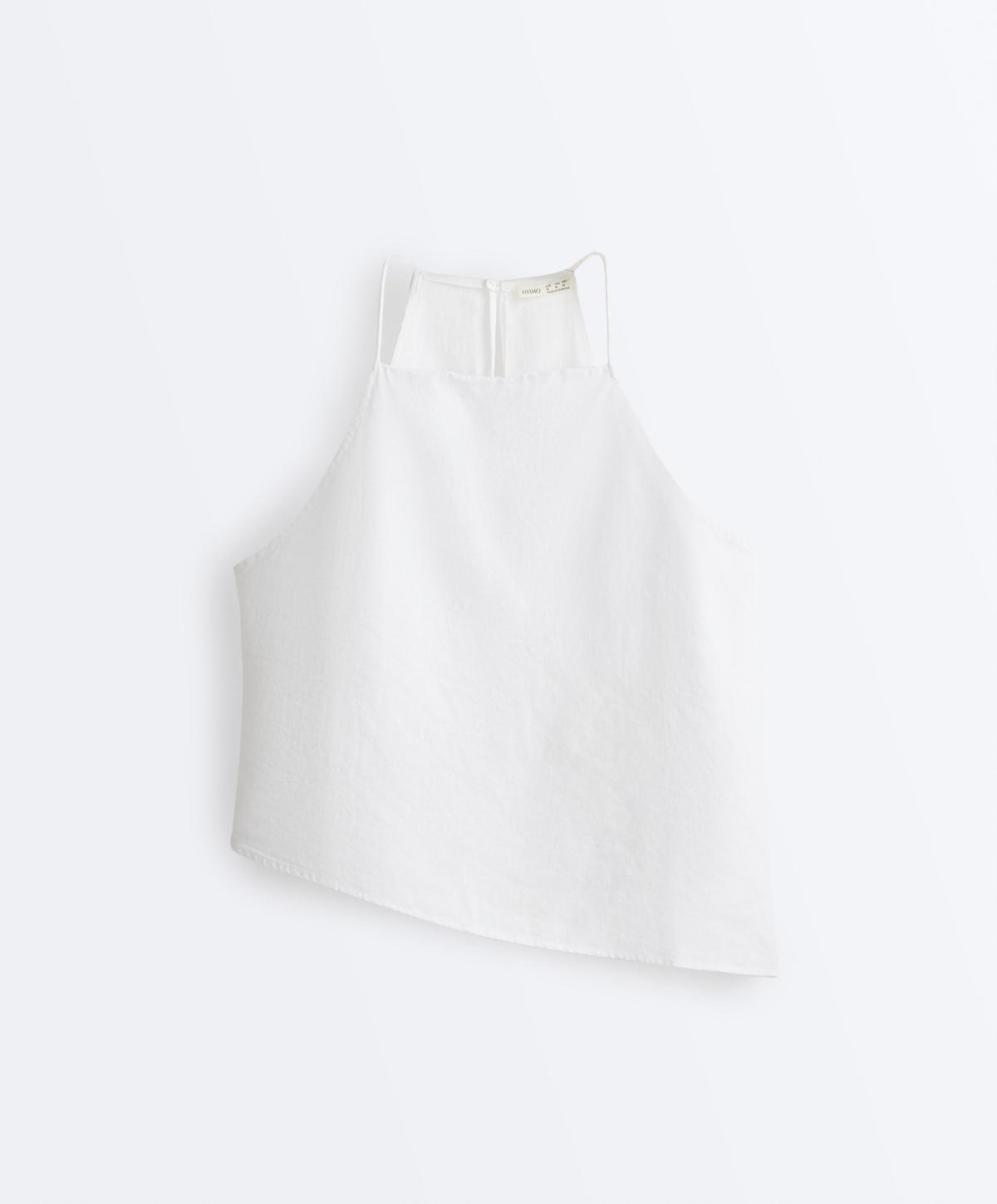 오이쇼 린넨 홀터넥 민소매 비대칭 탑 5426/106/251 WHITE